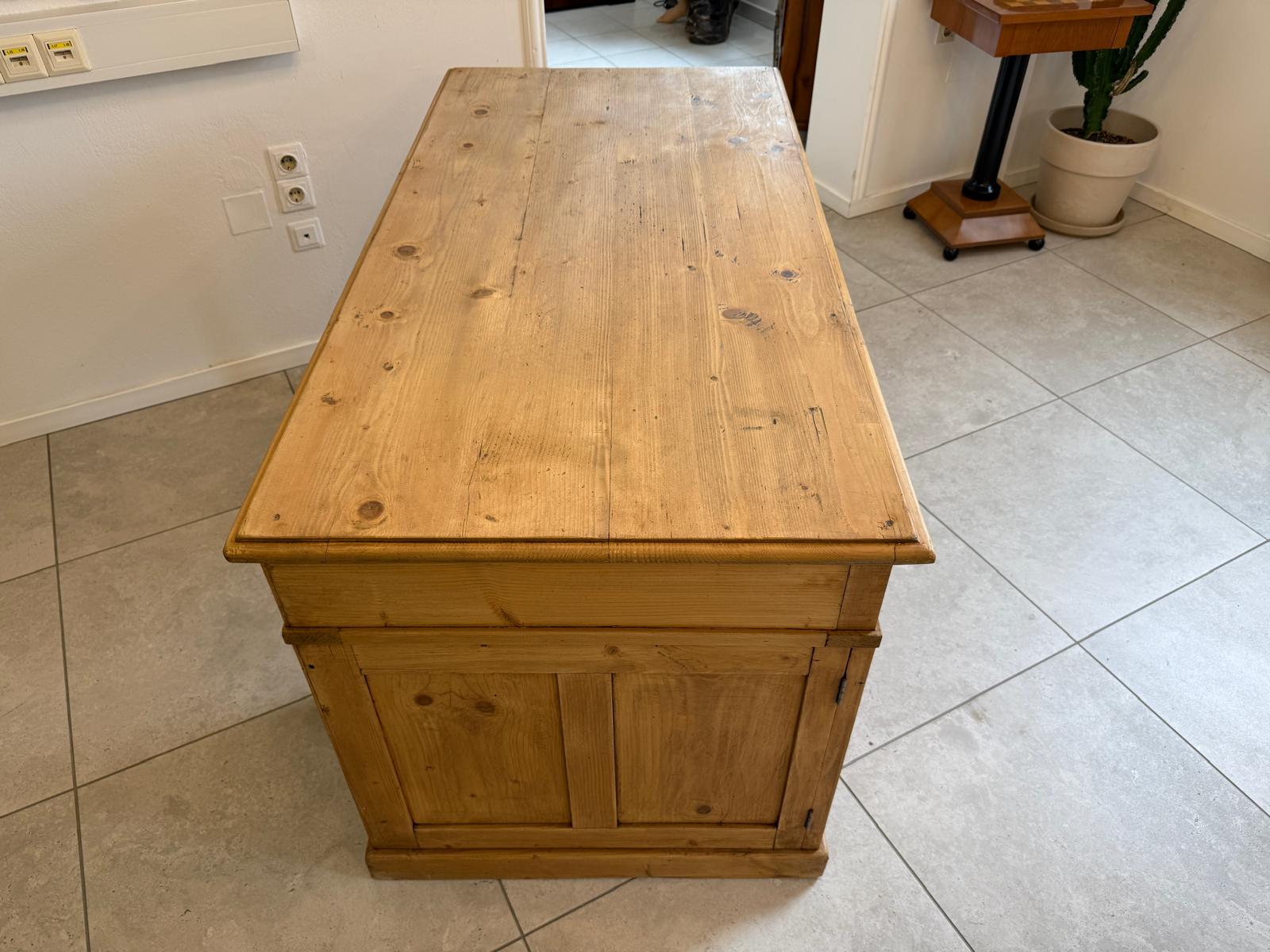 Bäuerlicher Naturholz Jugendstil Schreibtisch - Massivholz Bauernmöbel G2136