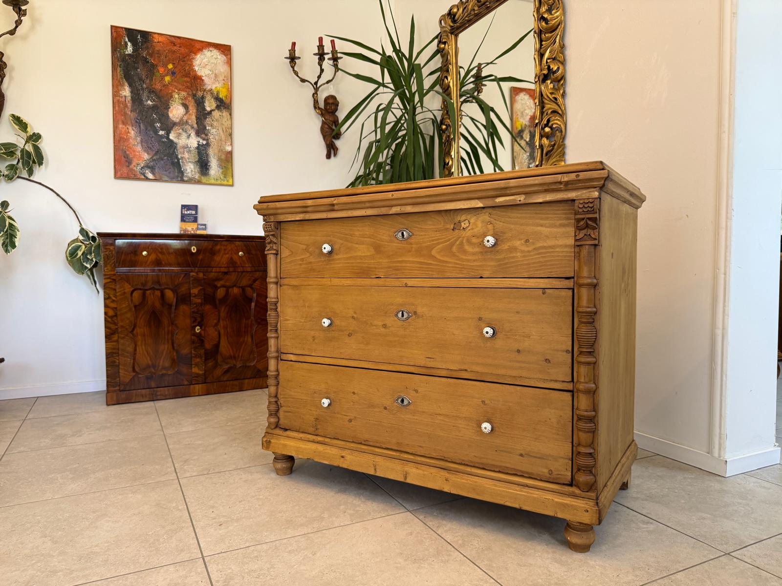 Biedermeier Kommode 3 Ladenkommode Antik Restauriert D2486