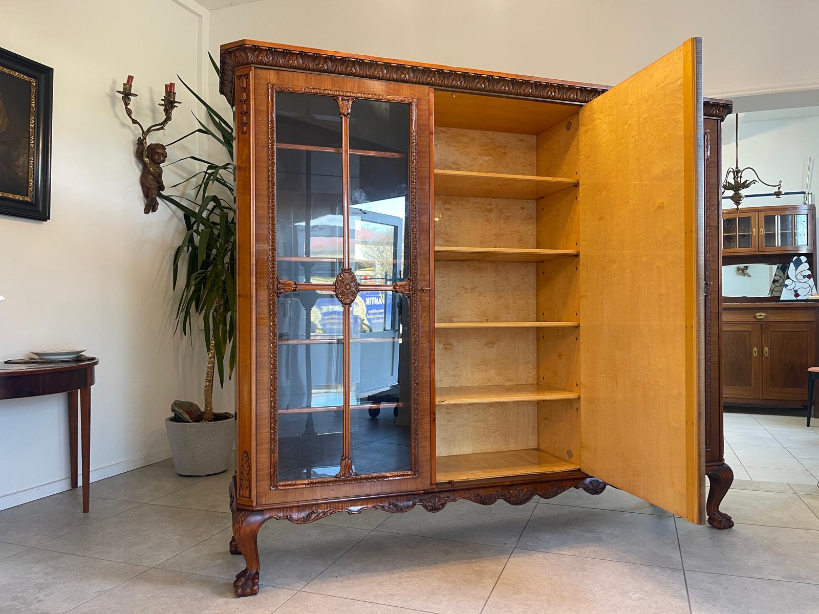 Bücherschrank Barock Barockstil Vitrine Glasschrank Wohnzimmerschrank A5149
