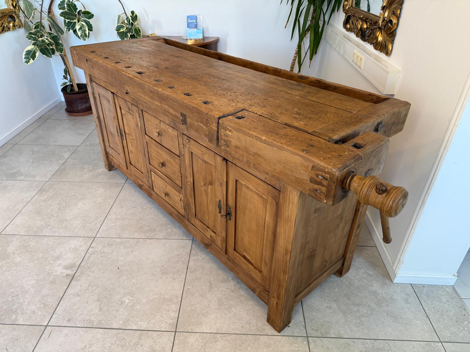 Urige Hobelbank Werkbank Pult Tresen Ladenschrank G2184