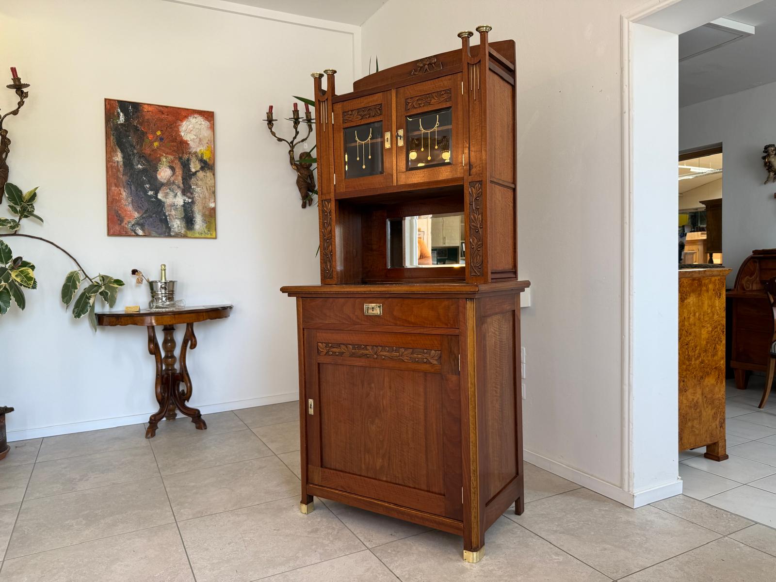 Jugendstil Vitrine Sammlervitrine Vitrinenschrank Antiquität G1779