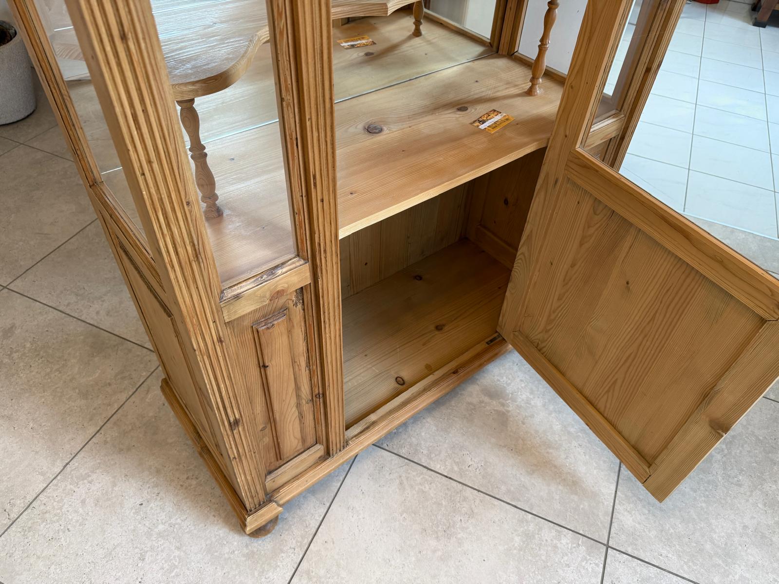 Bäuerliche Gründerzeit Vitrine Bauernvitrine Bauernschrank Naturholz G2340