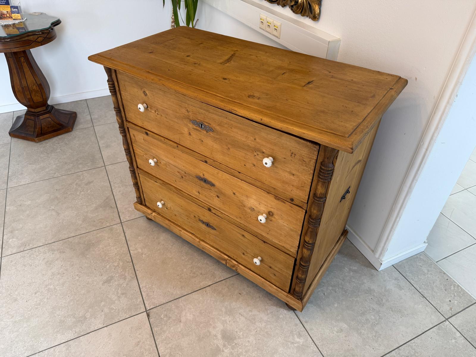 Biedermeier Kommode 3 Ladenkommode Antik Original D2380