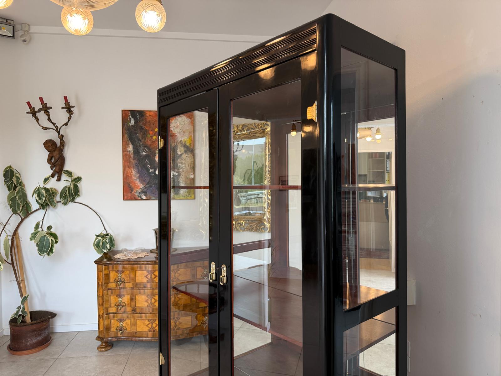 Jugendstil Vitrine Glasschrank Bücherschrank Bibliothekschrank Restauriert D2679