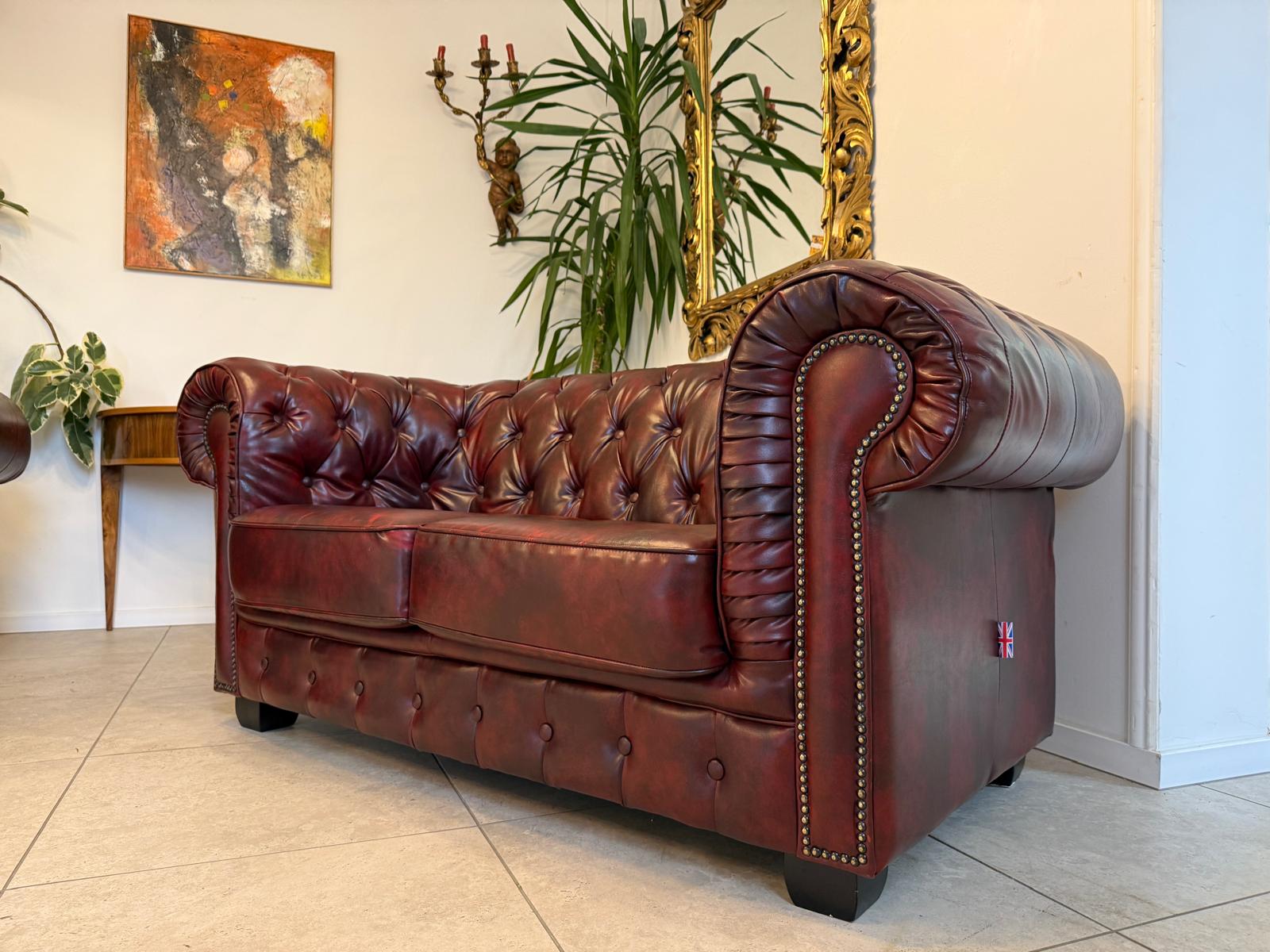 Chesterfield Ensemble 3 teilig Ledersofa Fauteuils Clubmöbel Cultmöbel G2264
