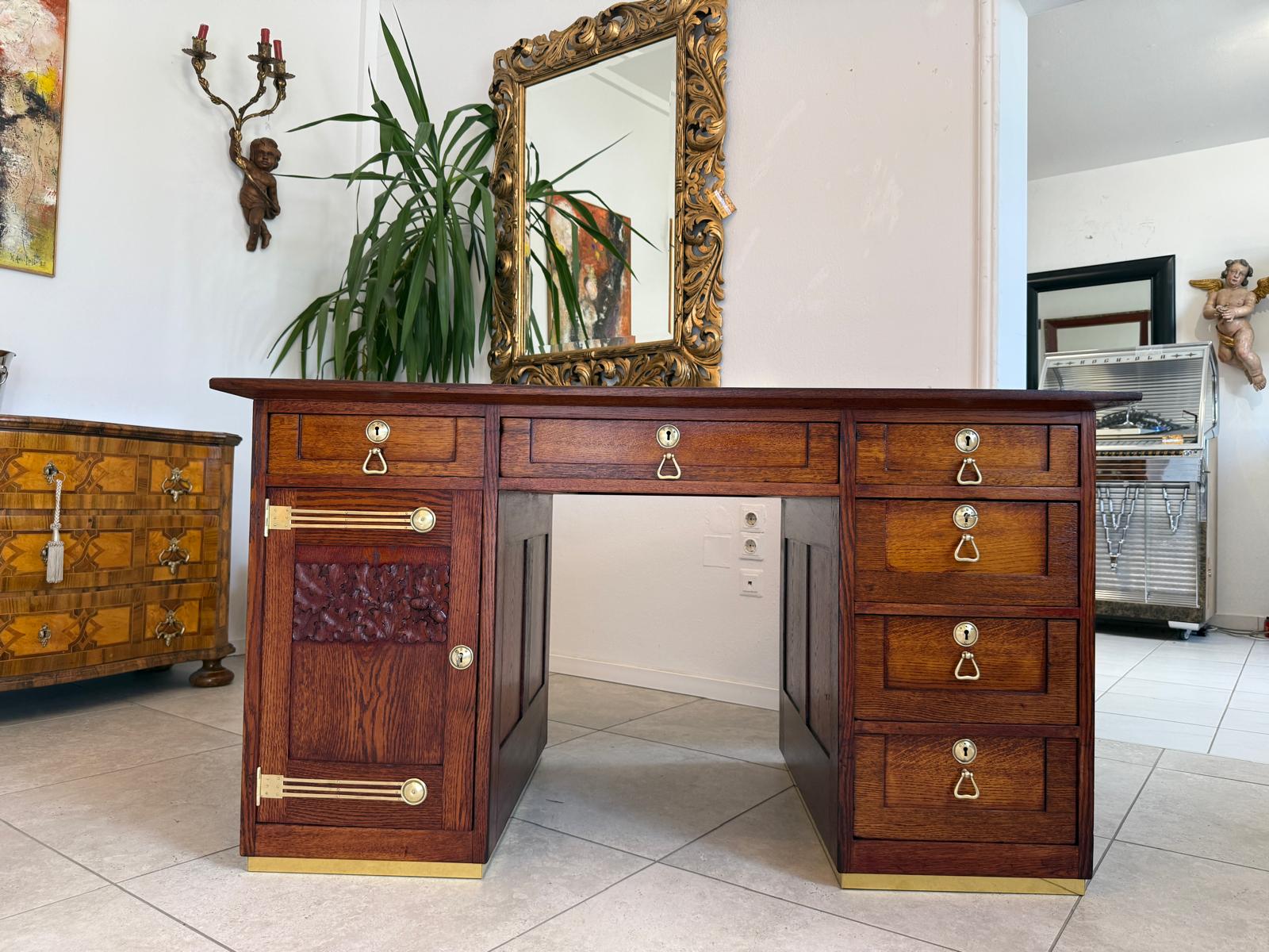 Jugendstil Schreibtisch Sekretär Freisteher Antiquität D2602