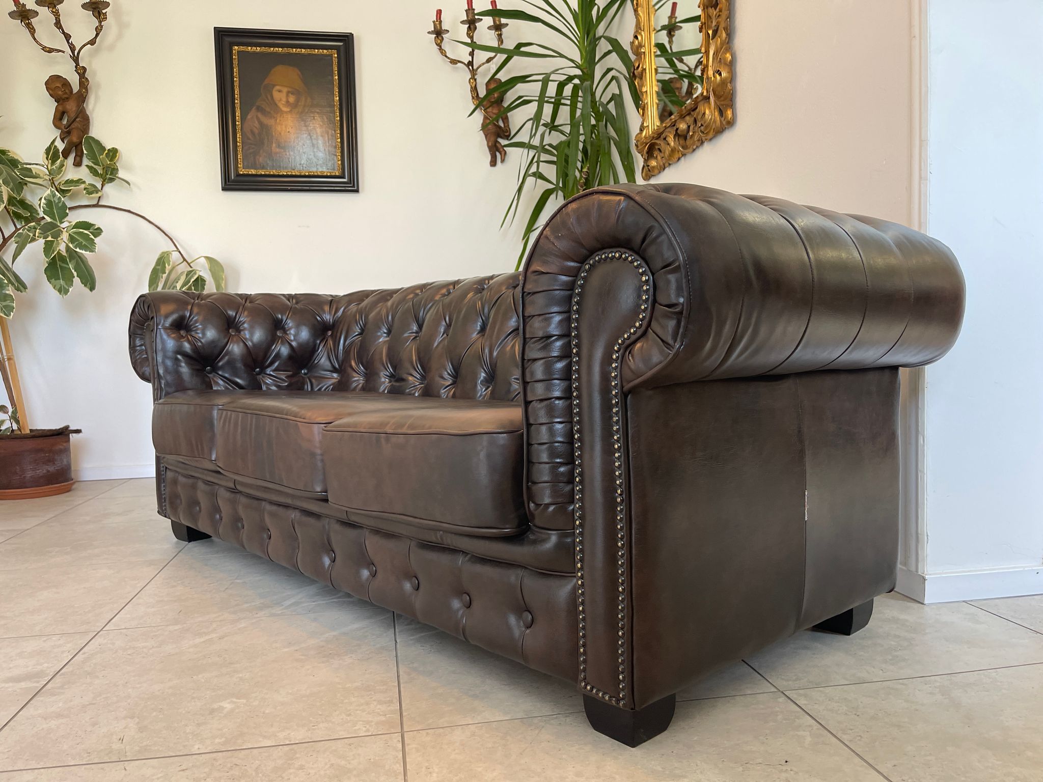 Chesterfield Clubsofa Diwan Couch Antikbraun Zigarrenbraun Traumexemplar G1577-1