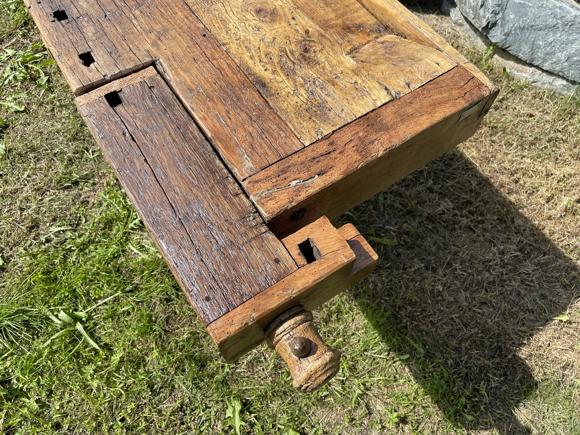 Barock-Biedermeier_04npATwBw93yieg urige restaurierte Hobelbank, Werkbank, Küchentisch A3063