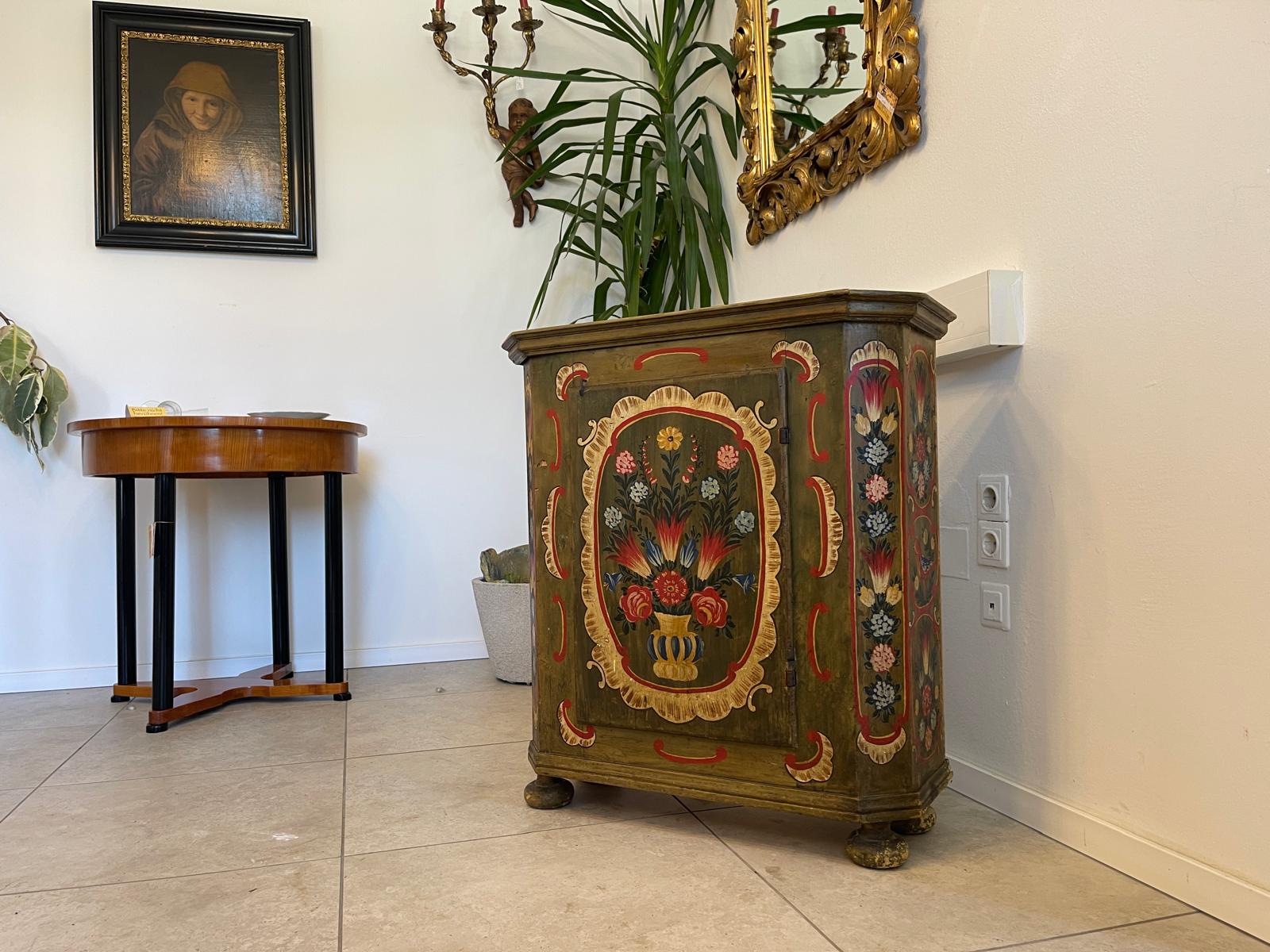 Bäuerliche Anrichte Sideboard Kasterl Bemalt Fichtenholz G1266
