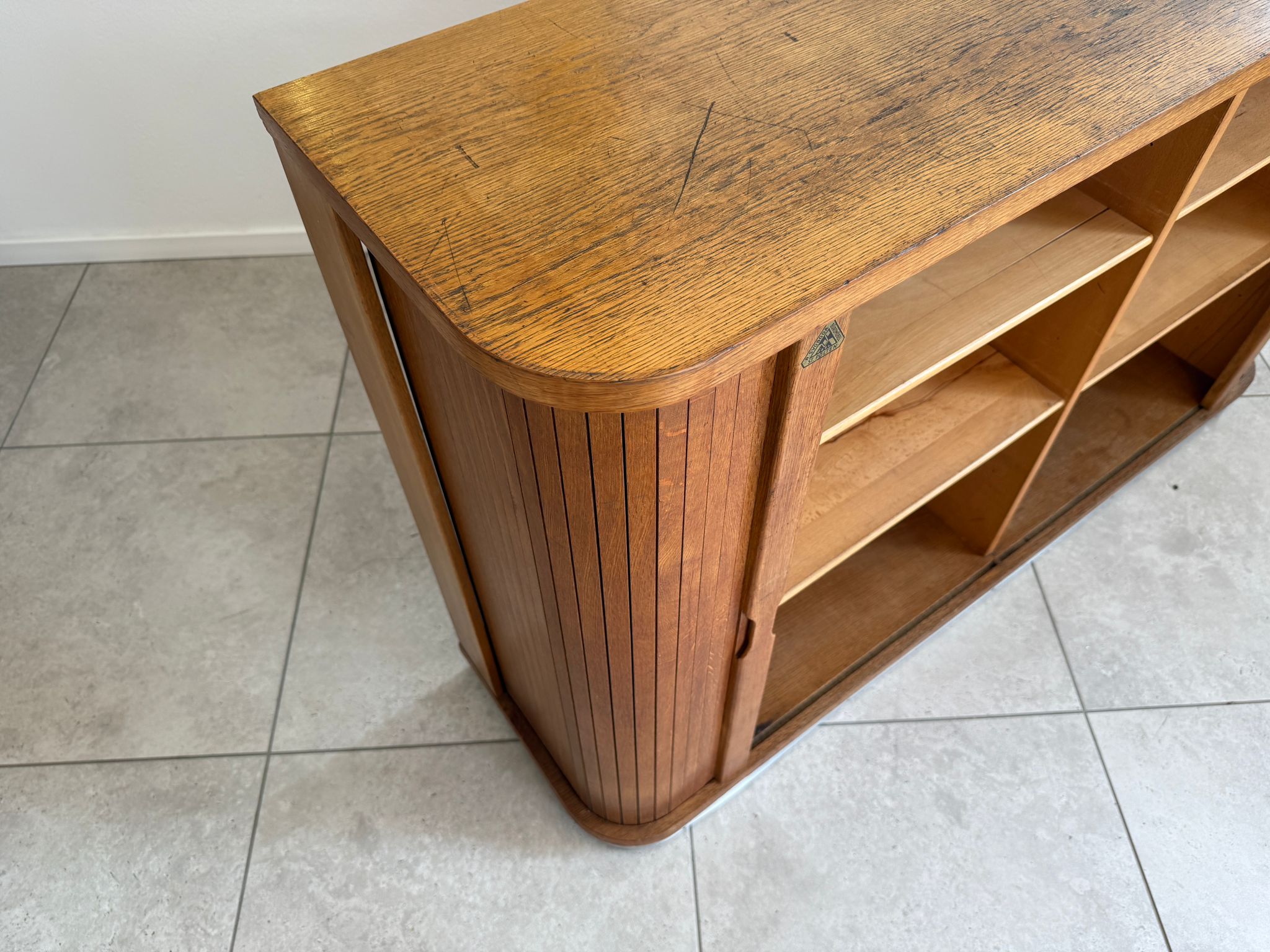 Jugendstil Rolladenschrank Antik Braun Büroschrank G1978