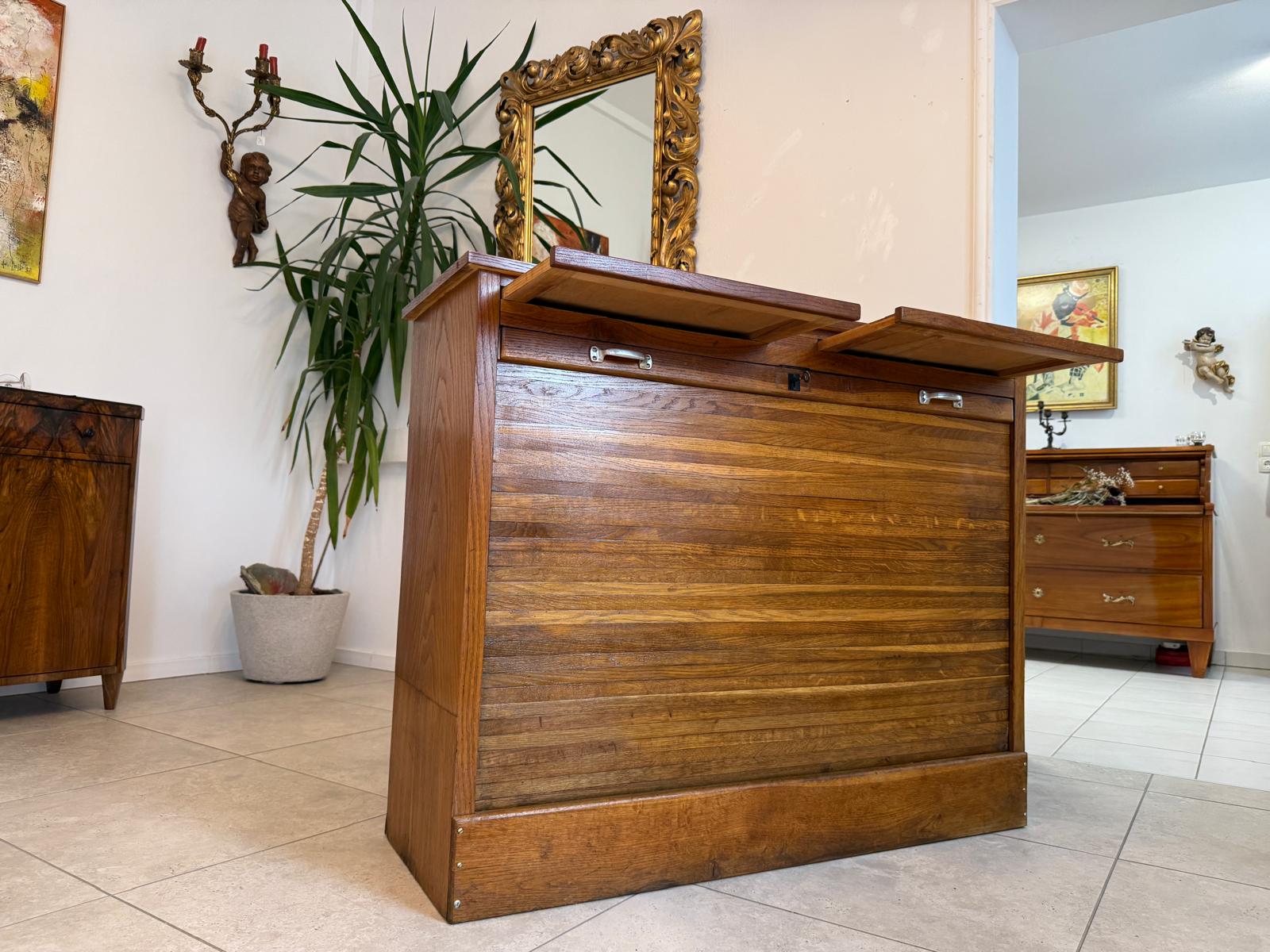 Jugendstil Rolladenschrank Antik Braun Büroschrank G2018