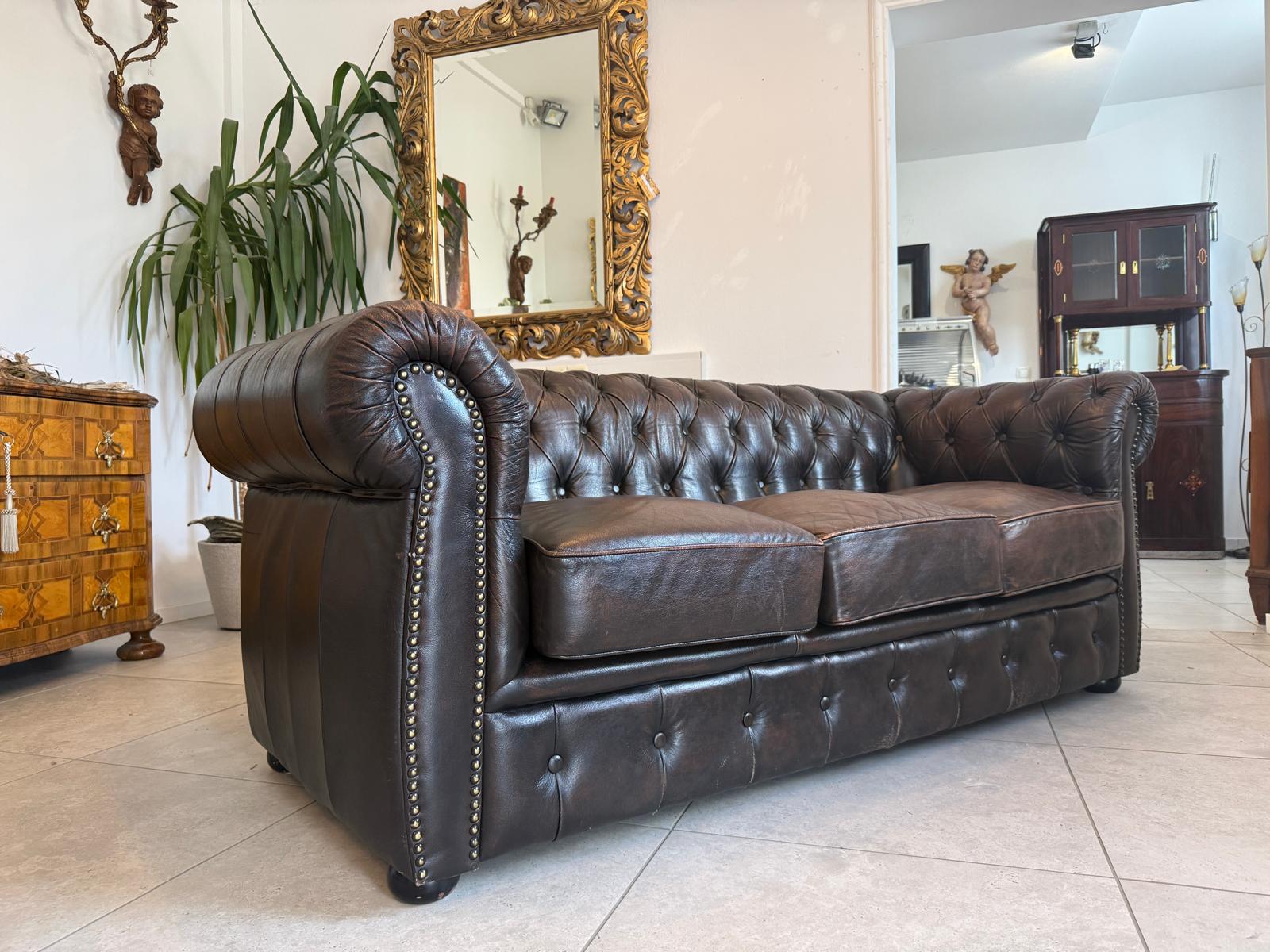 Chesterfield 3er Clubsofa Couch Zigarrenbraun D2756