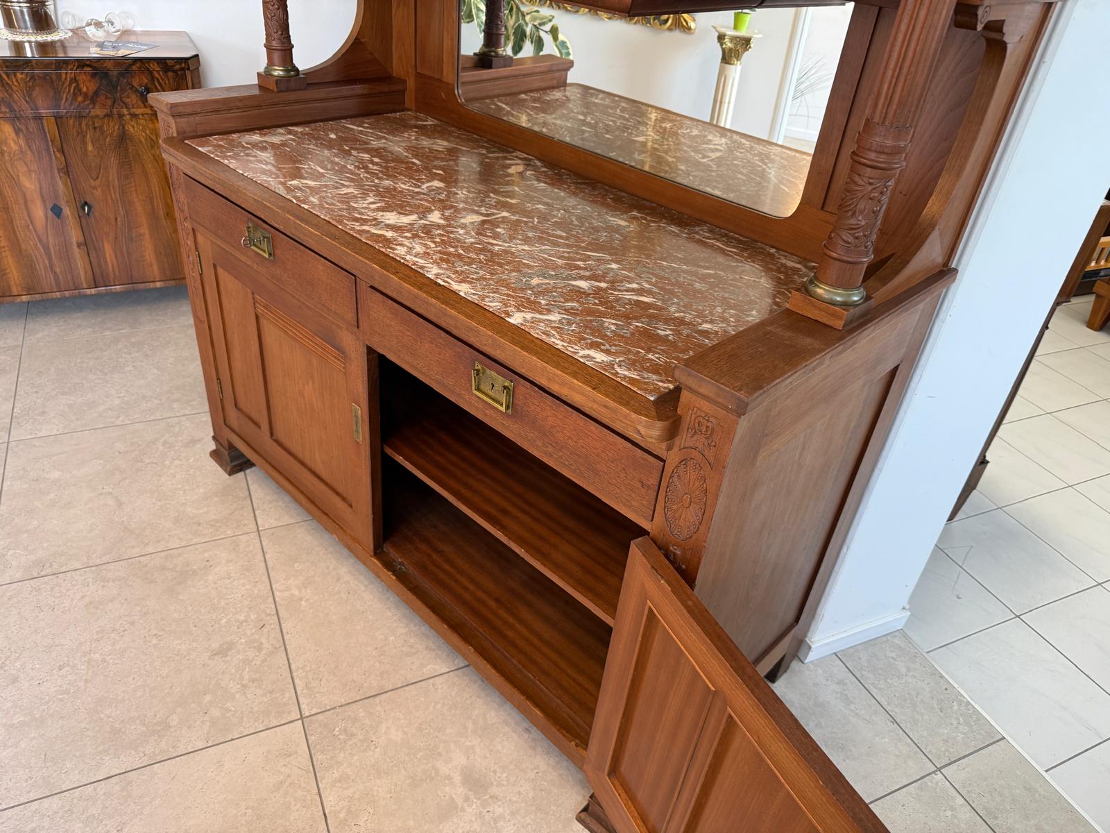 Originales Jugendstil Aufsatzbuffet Bücherschrank Vitrinenschrank G1985