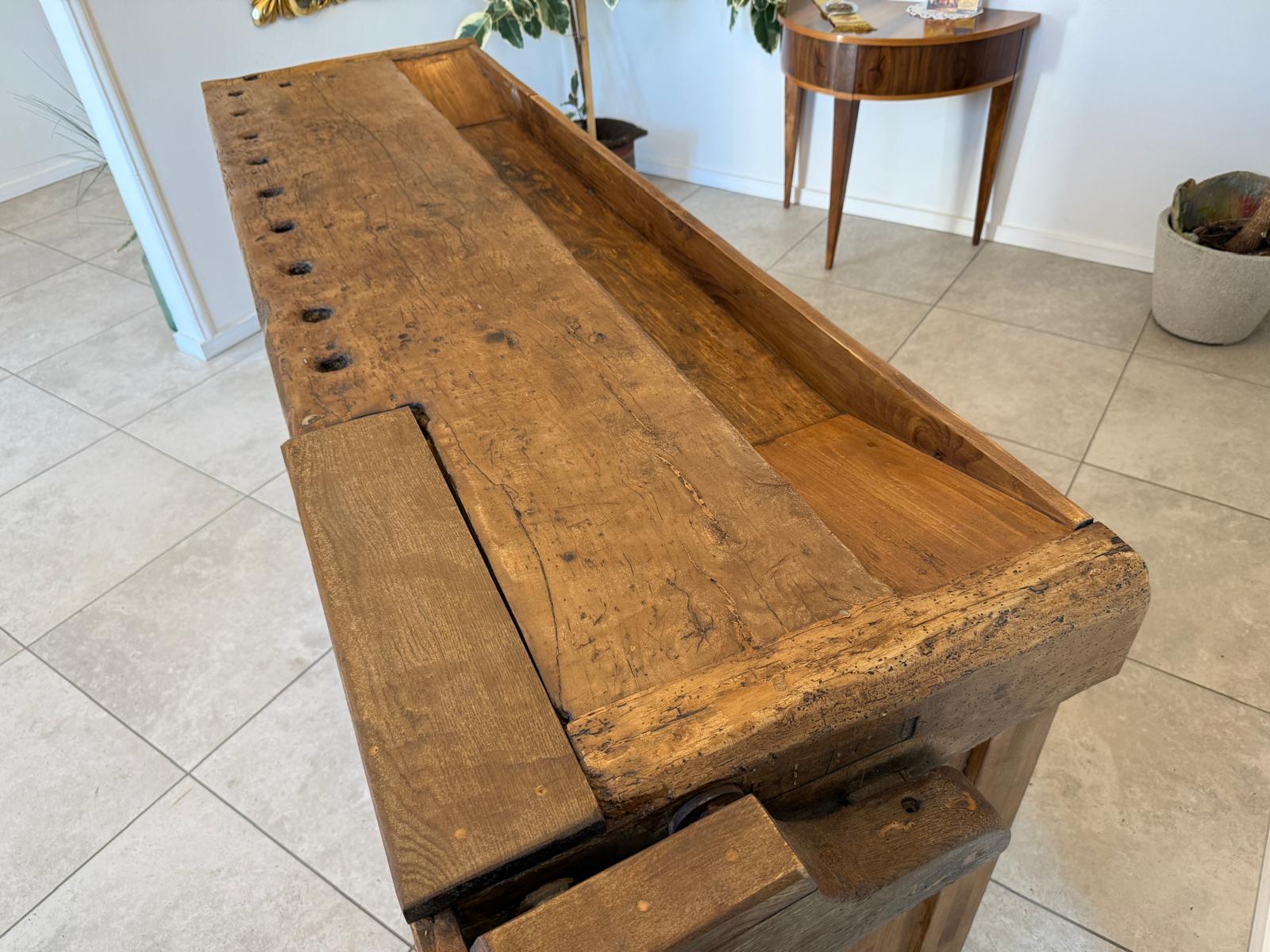 Urige Hobelbank Werkbank Pult Tresen Ladenschrank G2183