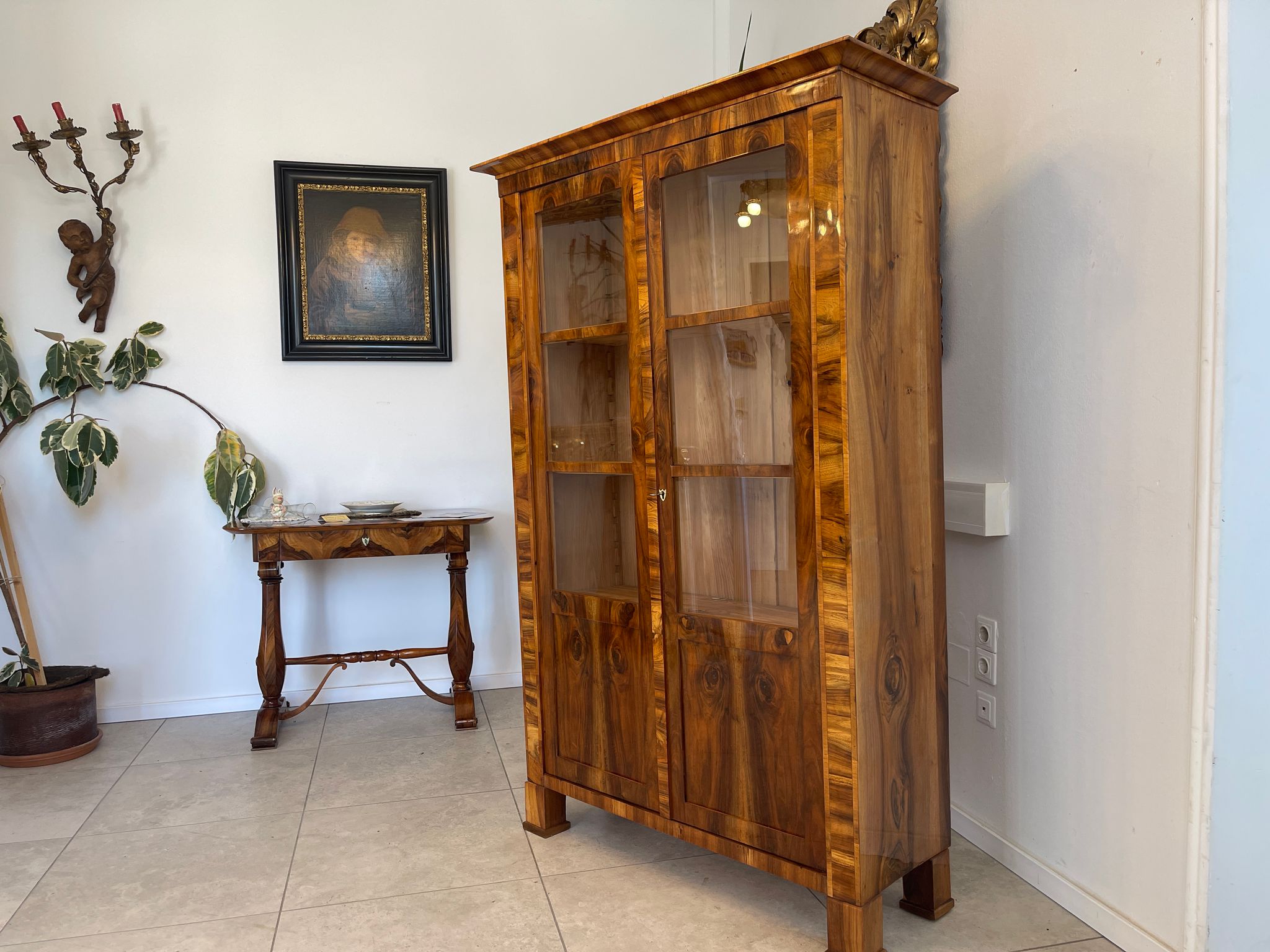 SALE Restaurierte Biedermeier Vitrine Bücherschrank Bibliotheksschrank ANTIQUITÄT G1374