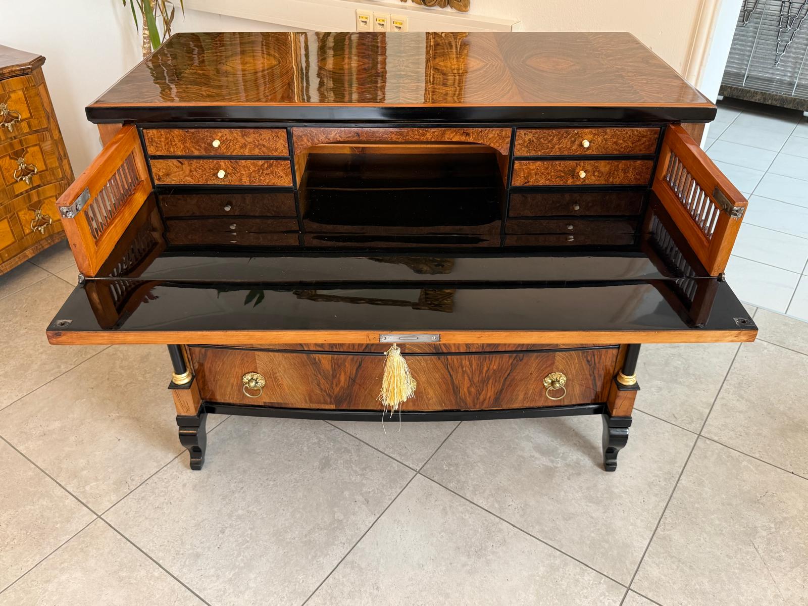 SALE Restaurierte Empire Schreibkommode Nussholz Antiquität Antikmöbel D2680