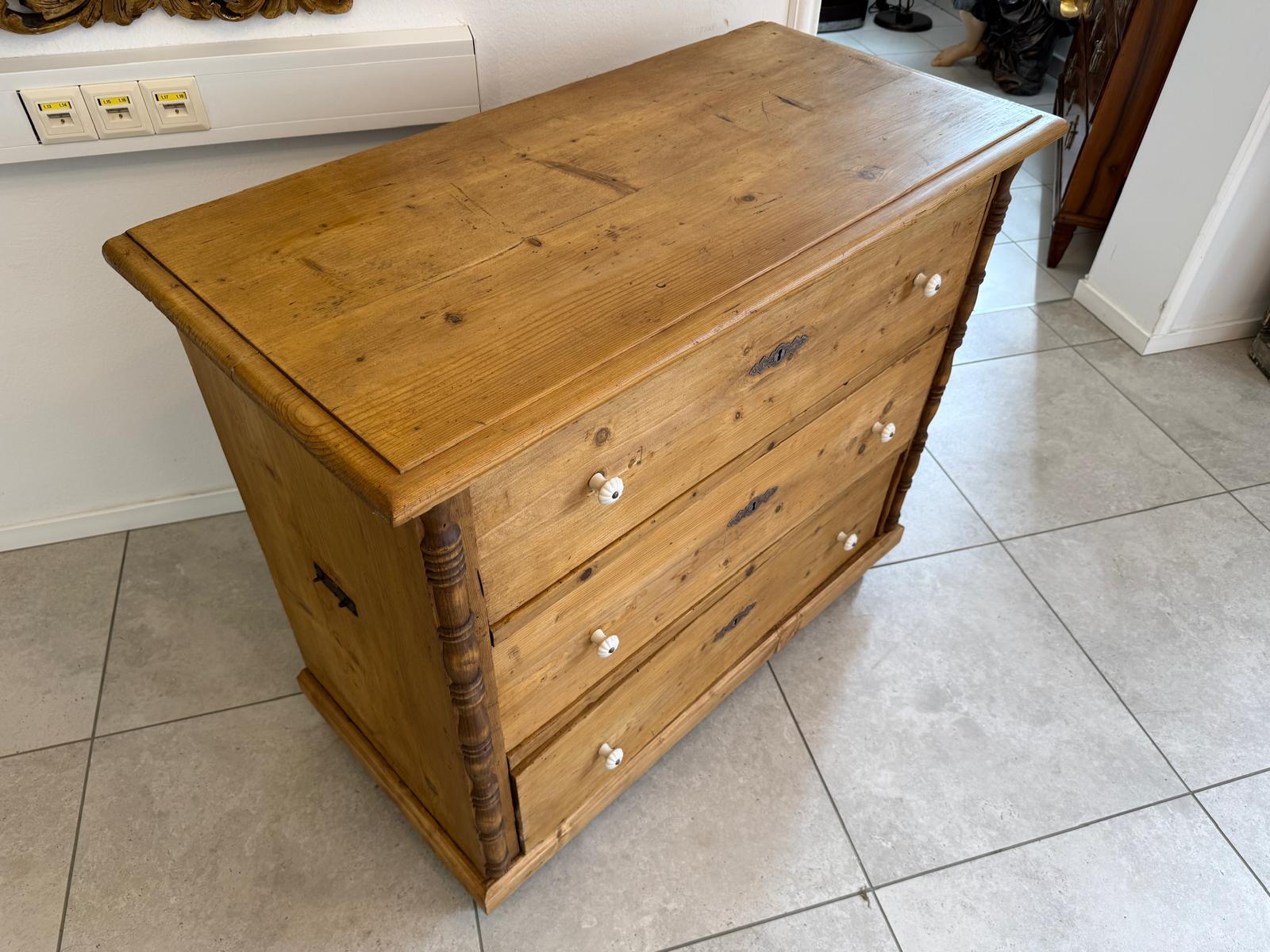 Biedermeier Kommode 3 Ladenkommode Antik Original D2380