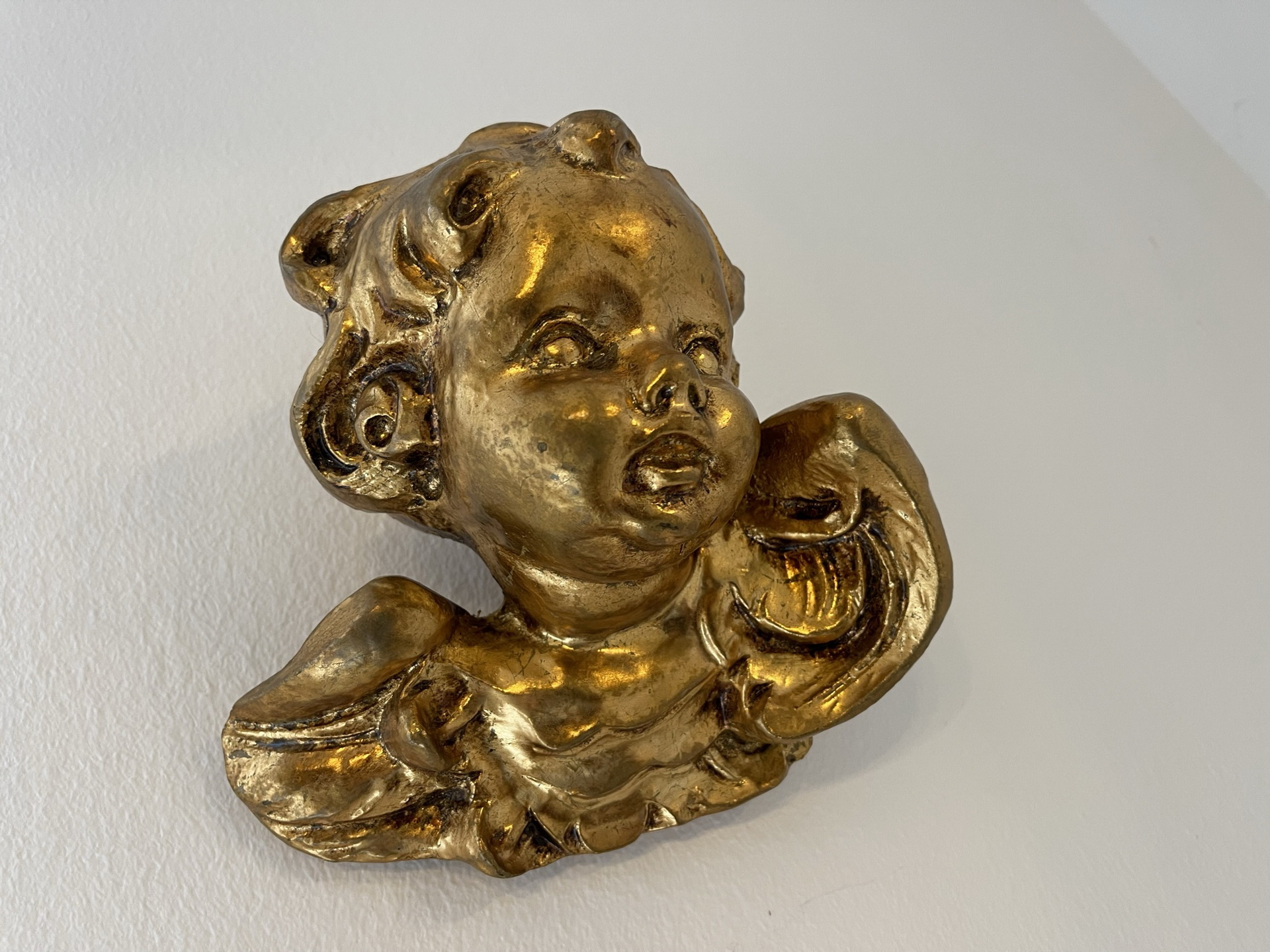 Engelskopf Holzengel golden  Holzgeschnitzt B1068