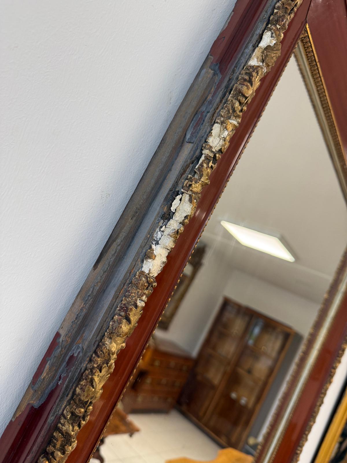 Biedermeier Spiegel Wandspiegel Original Nussholz Furniert Antiquität D2503
