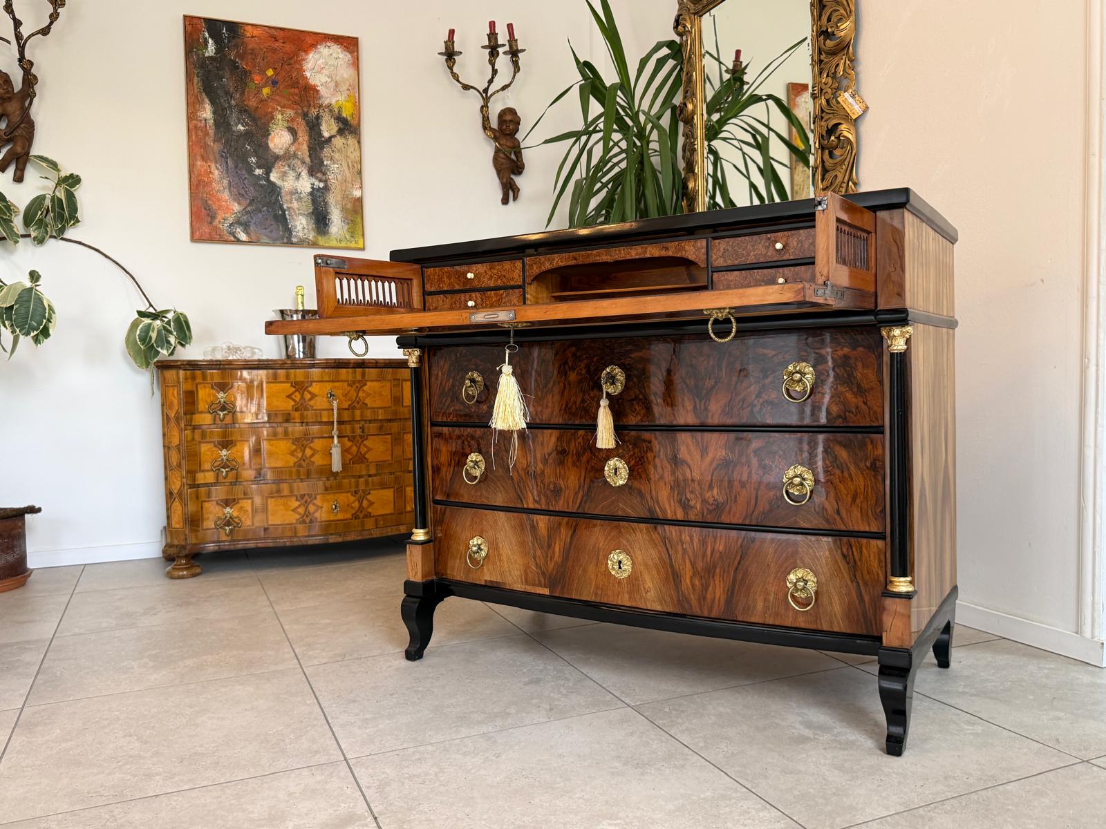 SALE Restaurierte Empire Schreibkommode Nussholz Antiquität Antikmöbel D2680