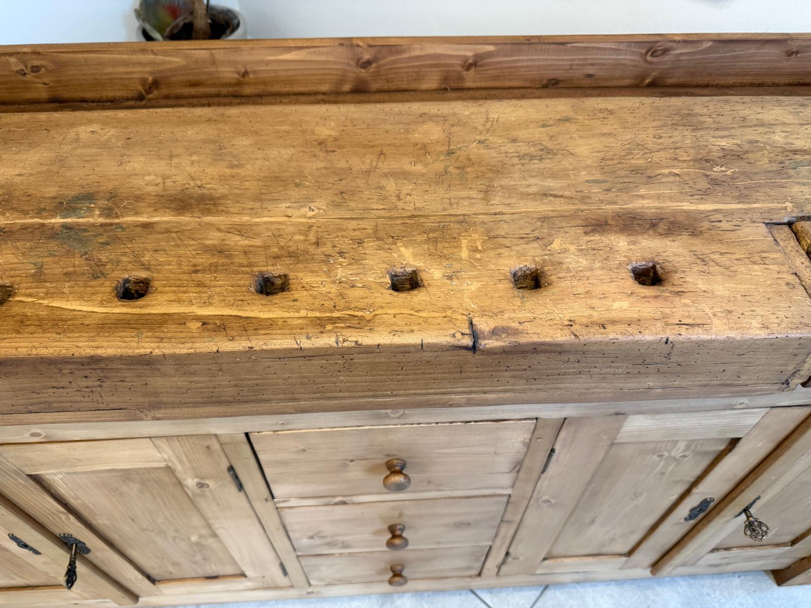Urige Hobelbank Werkbank Pult Tresen Ladenschrank Antik G2257