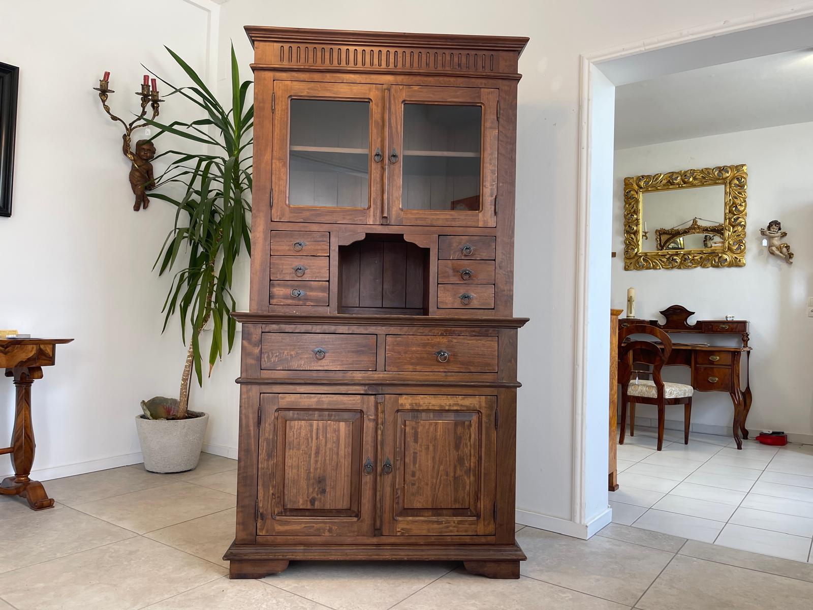 Aufsatzschrank im Kolonialstil Englisch Vitirne Glasschrank Sideboard G1620