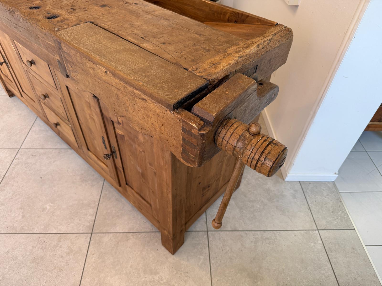 Urige Hobelbank Werkbank Pult Tresen Ladenschrank G2183