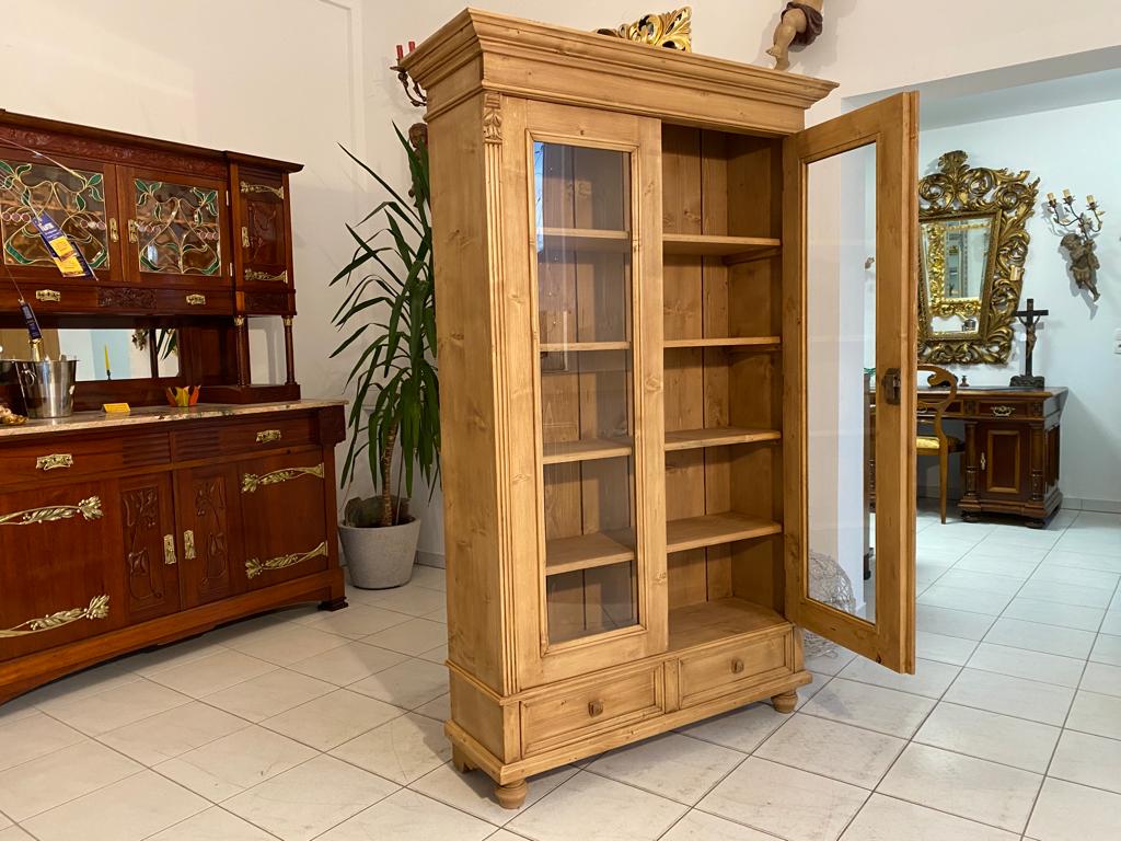 Antike Bauernvitrine Vitrine Naturholz Bücherschrank Antike Möbel G1110