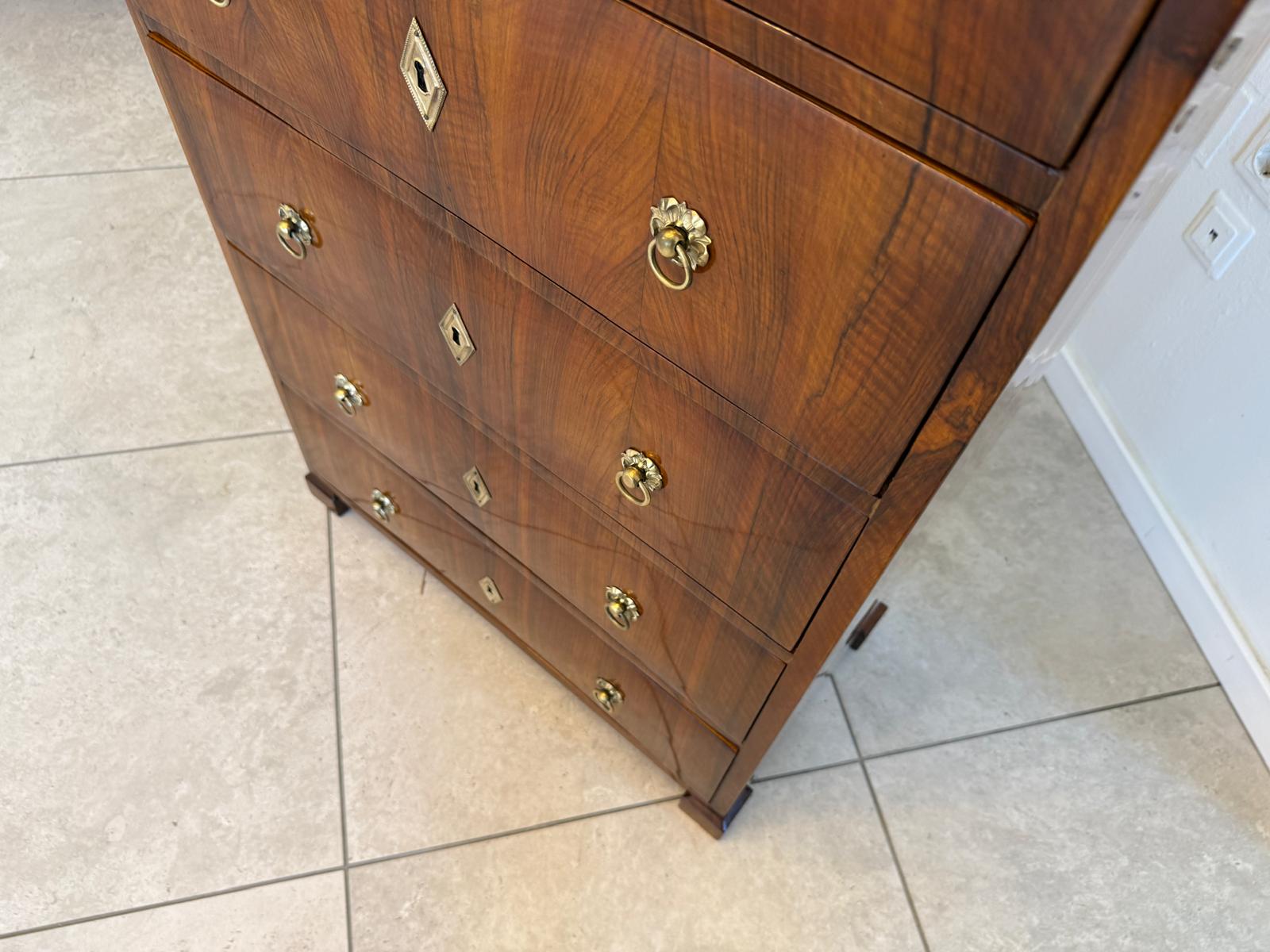 Biedermeier Wochenkommode Nussholz Restauriert D2606