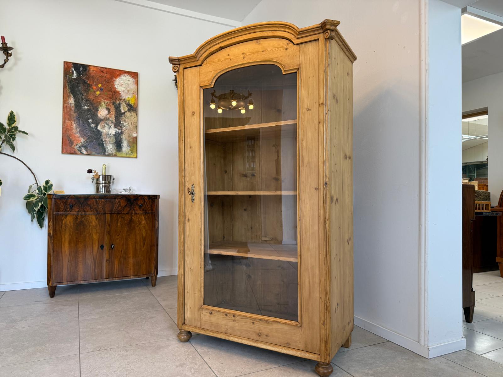 Bäuerliche Vitrine Bauernvitrine Bauernschrank Naturholz Bücherschrank G2011