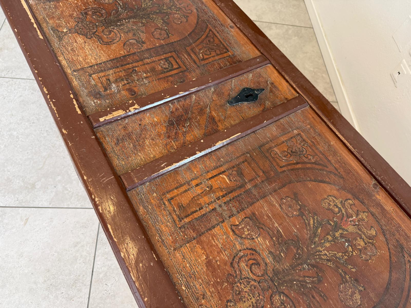 Truhe Landhaustruhe Bauerntruhe Biedermeier Truhe Handbemalt D2319