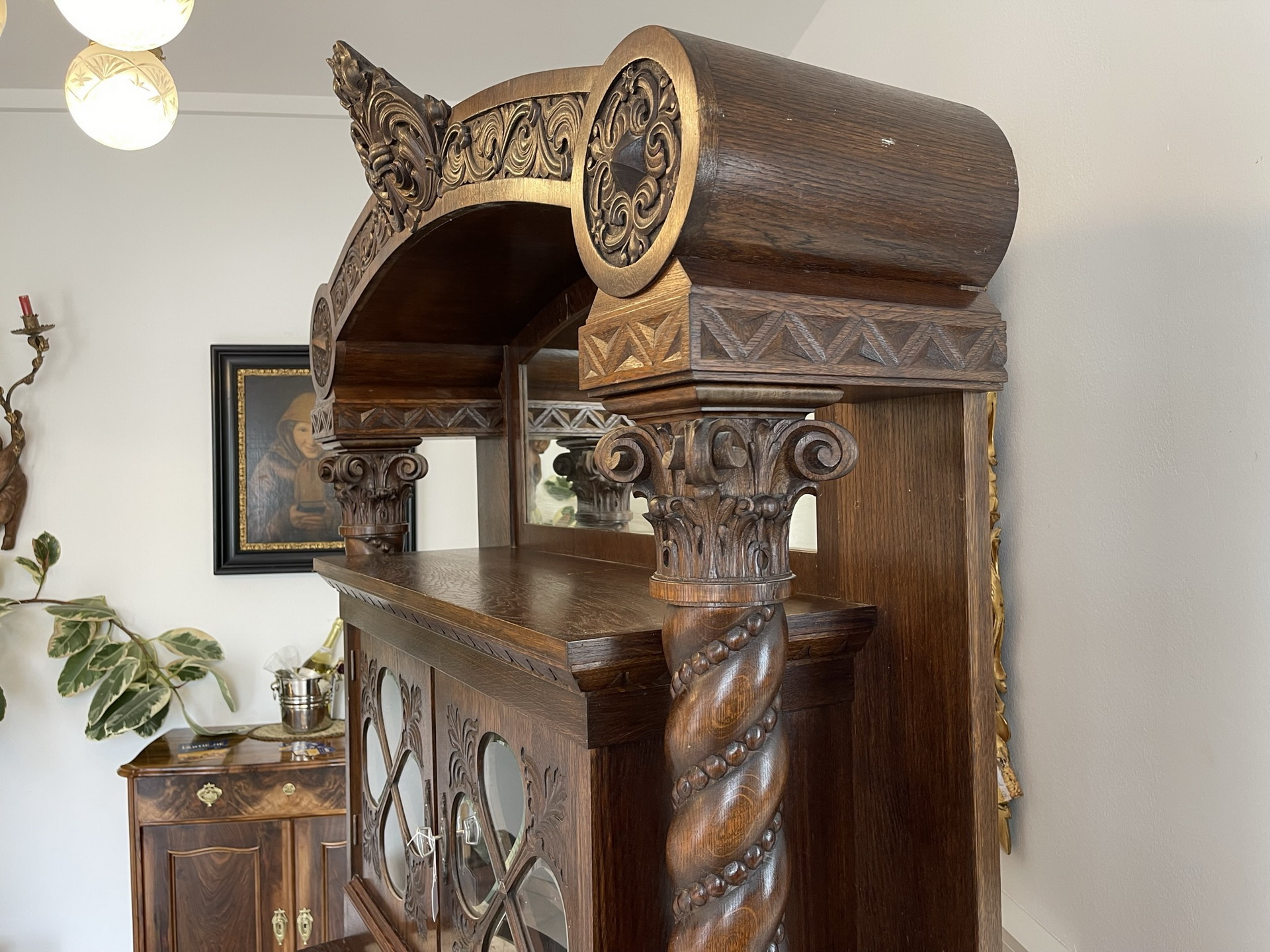 antiquitaeten_96 Originales Historismus Aufsatzbuffet Altarschrank B1533