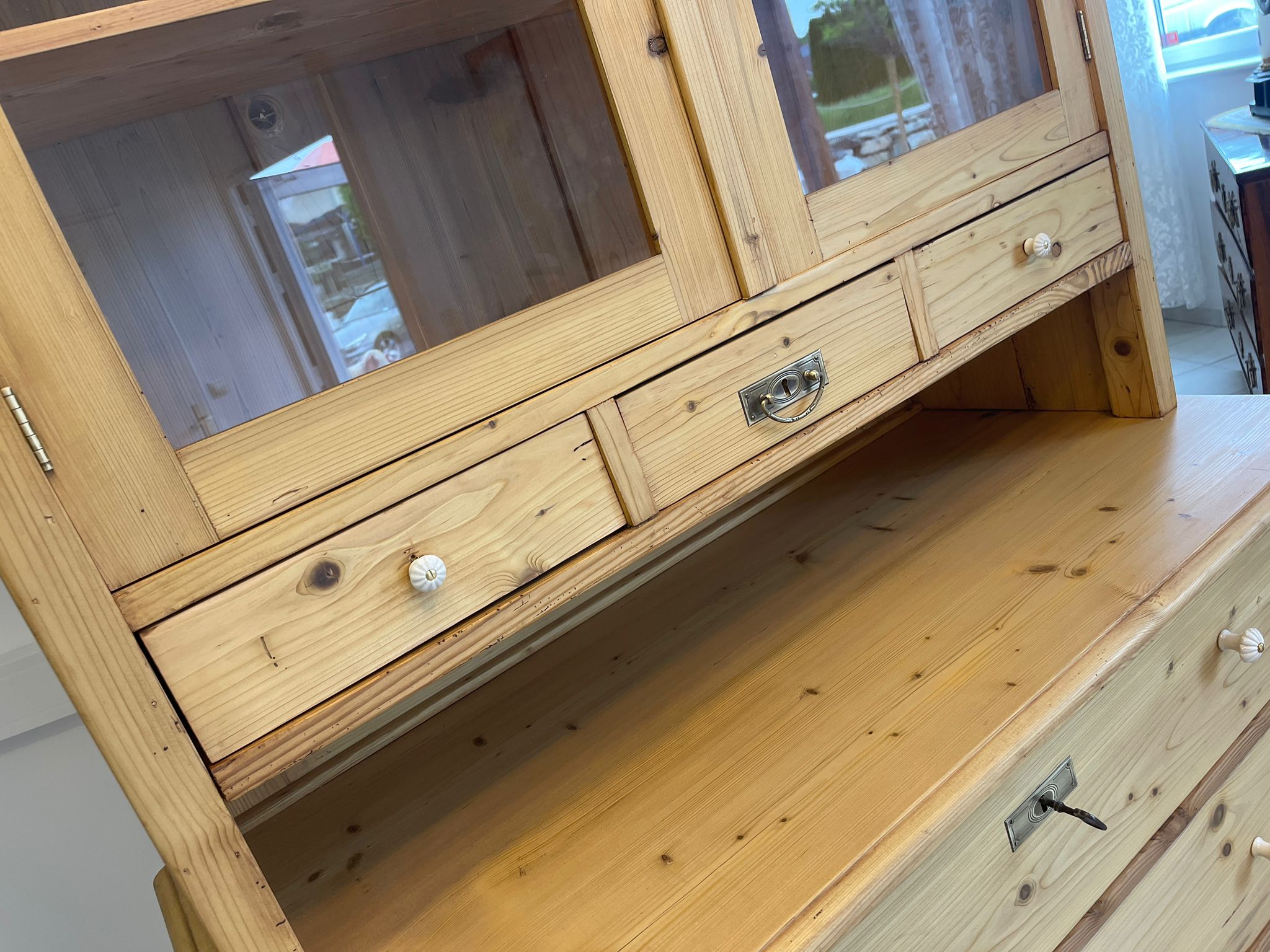Aufsatzbuffet Küchenkredenz Bauernschrank Aufsatzkommode Naturholzschrank G1610