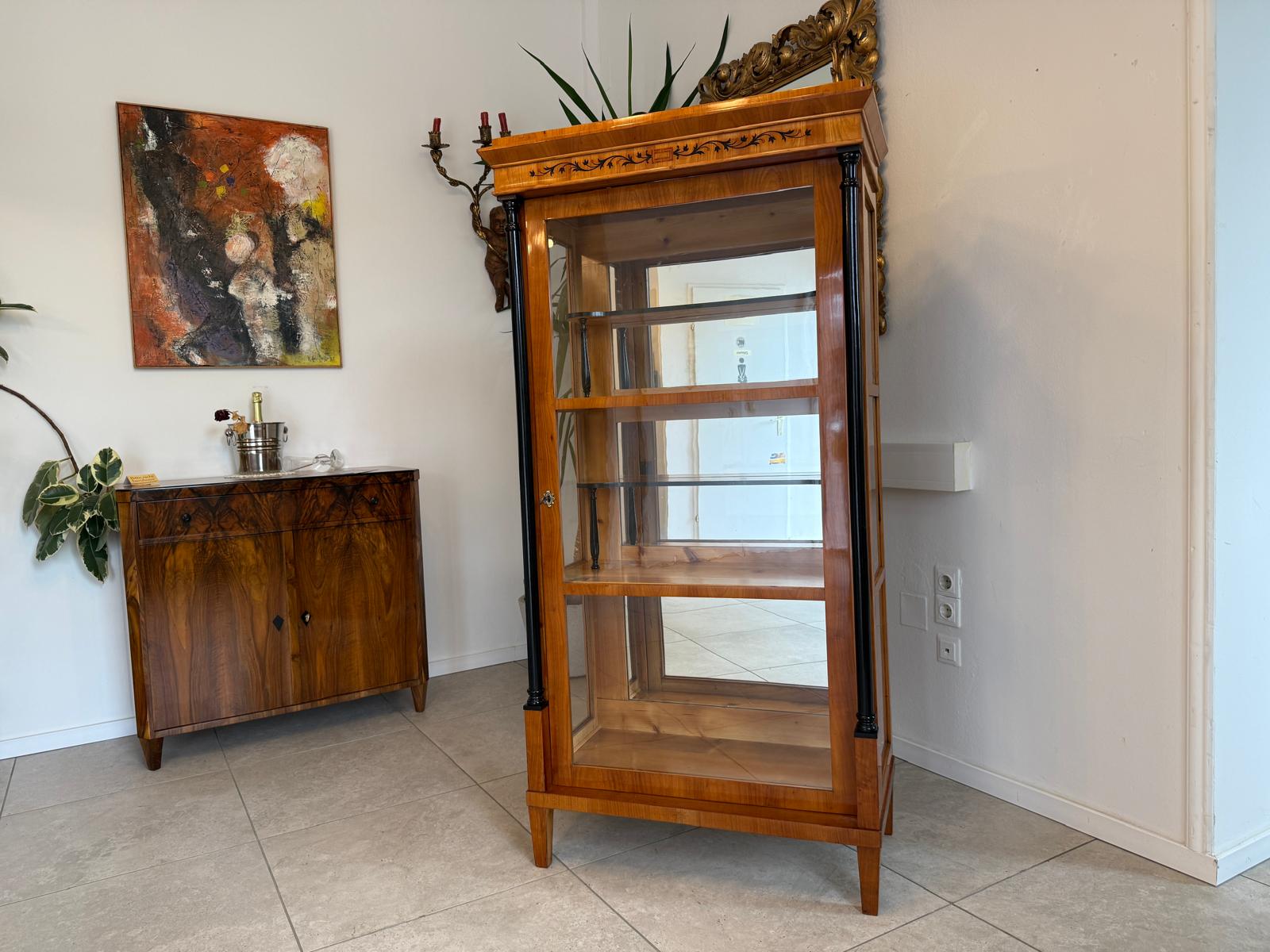 Restaurierte Biedermeier Vitrine Bücherschrank Glasschrank G2050