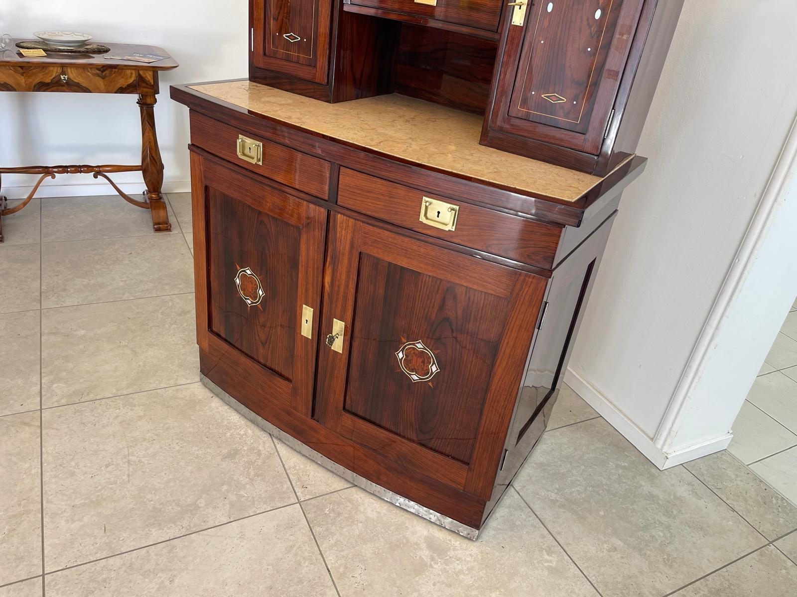 Sale Restauriertes Jugendstil Designerbuffet Aufsatzbuffet Schellack Antiquität G1377-1