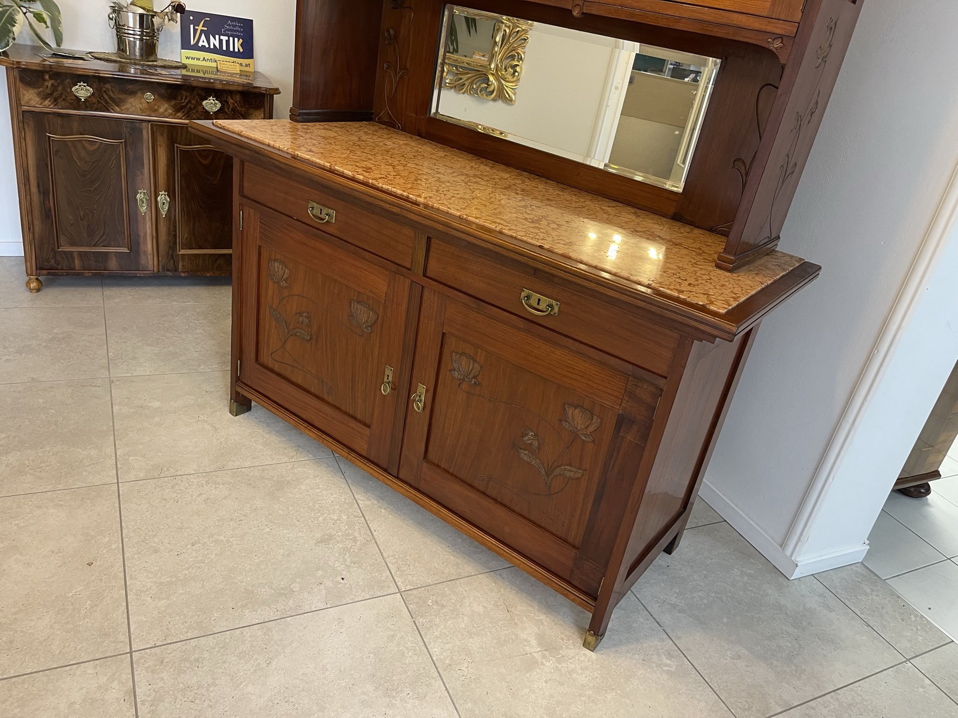 Jugendstil Aufsatzbuffet Bücherschrank Original  B1571