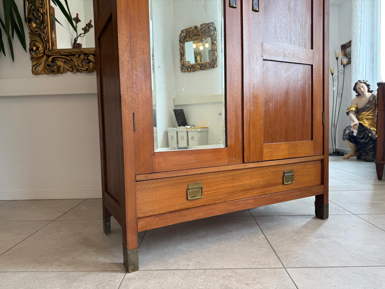 Jugendstil Schrank Kleiderschrank Spiegelschrank D2357
