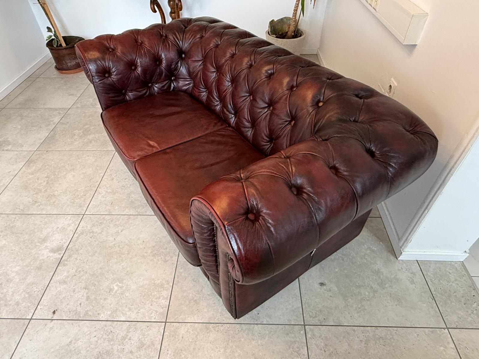 Chesterfield 3er Clubsofa Diwan Couch Oxblood Kultmöbel G1724