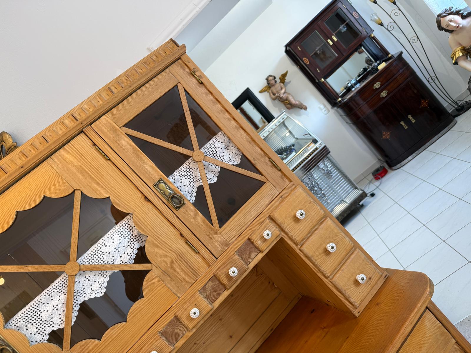 Jugendstil  Naturholschrank Küchenbuffet Küchenschrank Küchenkredenz D2513