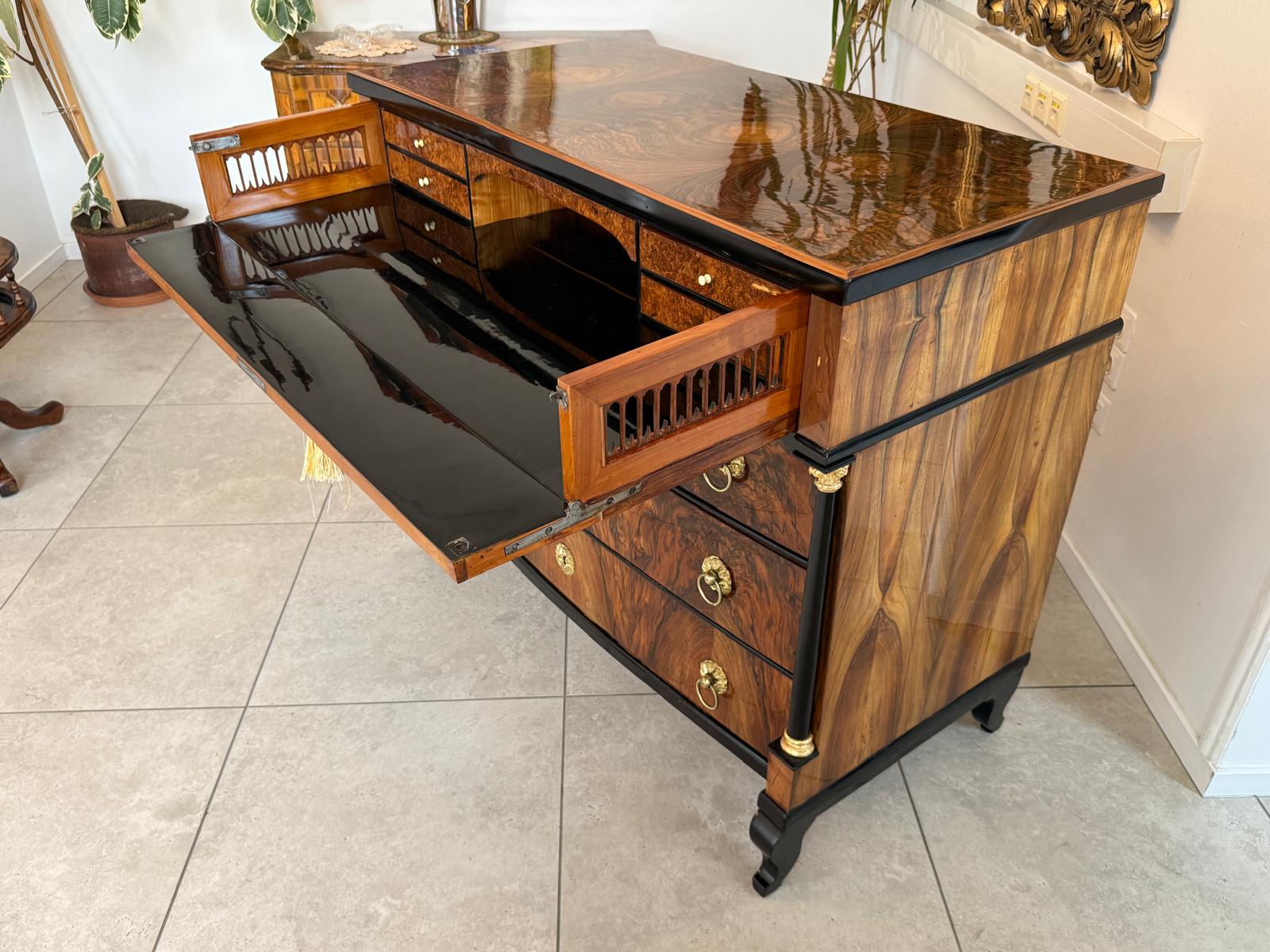 SALE Restaurierte Empire Schreibkommode Nussholz Antiquität Antikmöbel D2680
