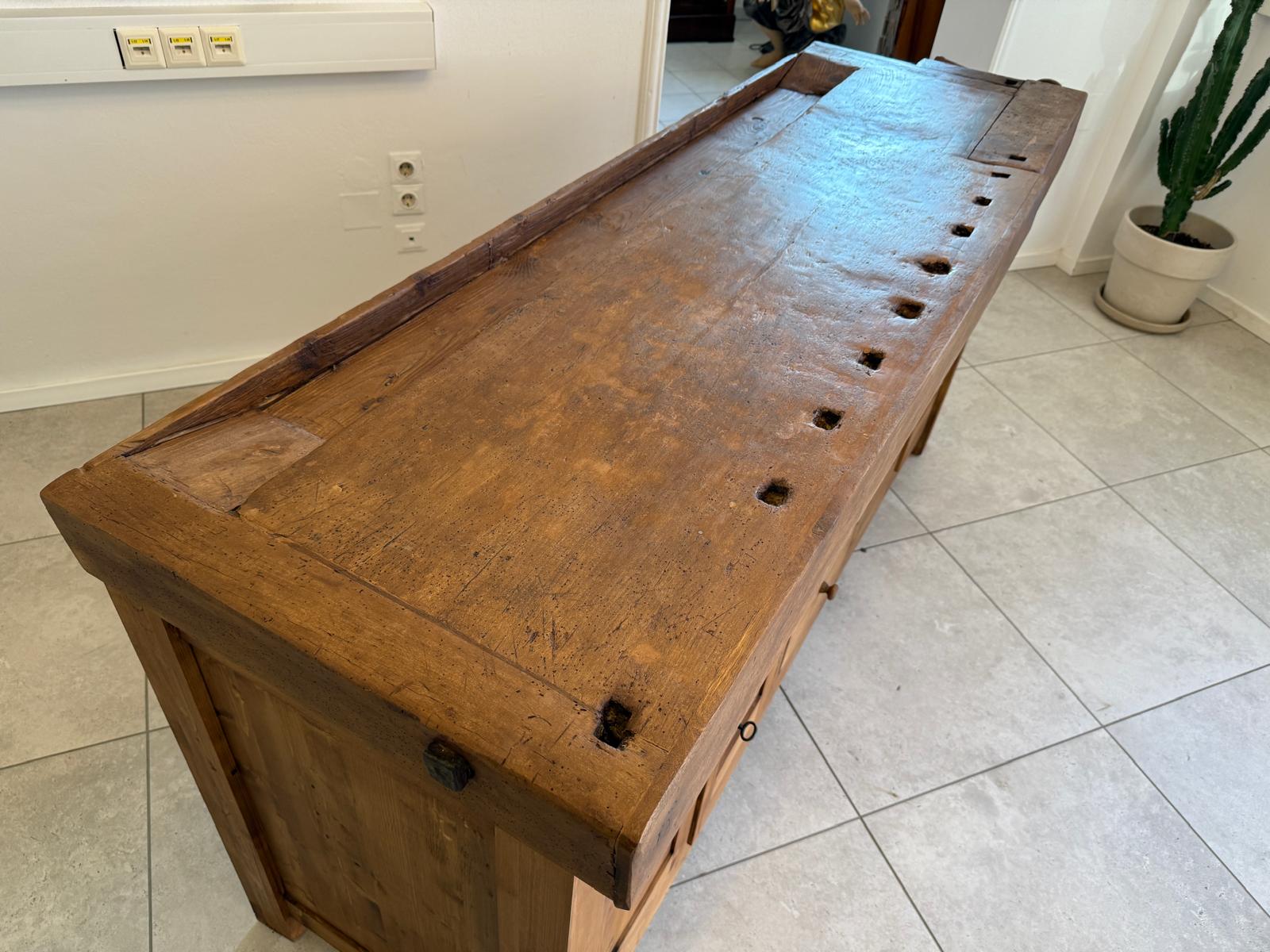Urige Hobelbank Werkbank Pult Tresen Ladenschrank Antik G2191