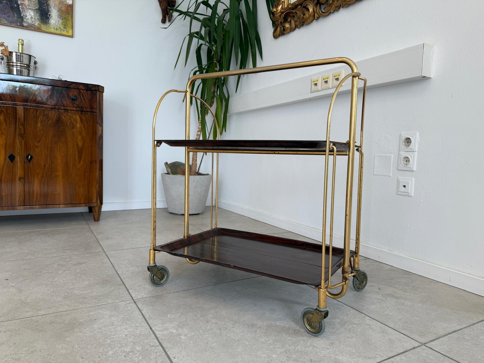 Frühstückwagen Servierwagen Bauhaus Stil Klappbare Funktion G1989