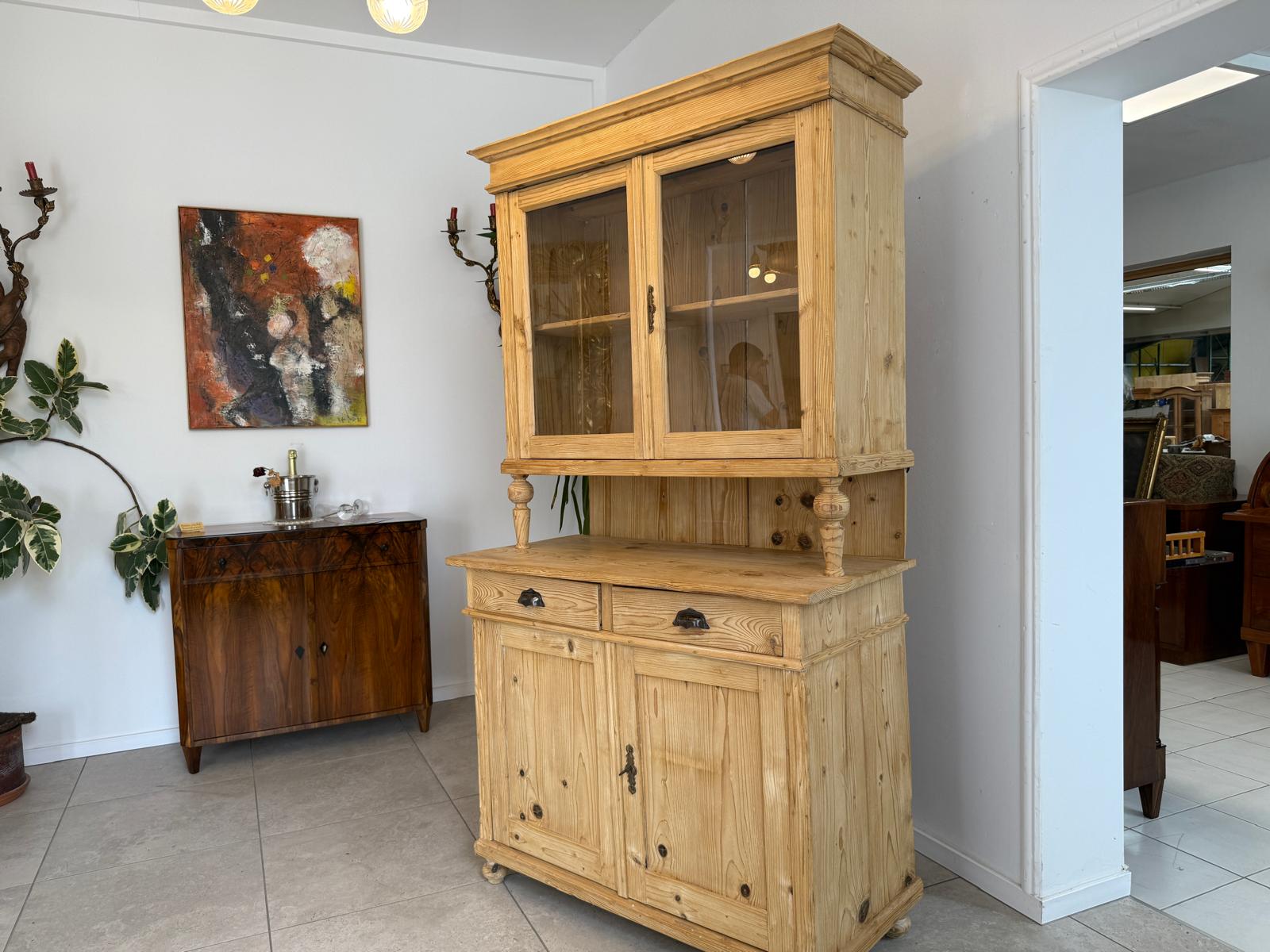 Restaurierte Gründerzeit Küchenschrank Vitrinenschrank Bauernschrank Bauernmöbel G1988