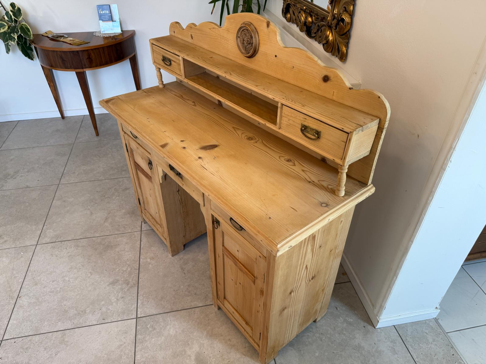 Bäuerlicher Jugendstil Aufsatz Schreibtisch Sekretär Naturholz Antik Alt G1047-1