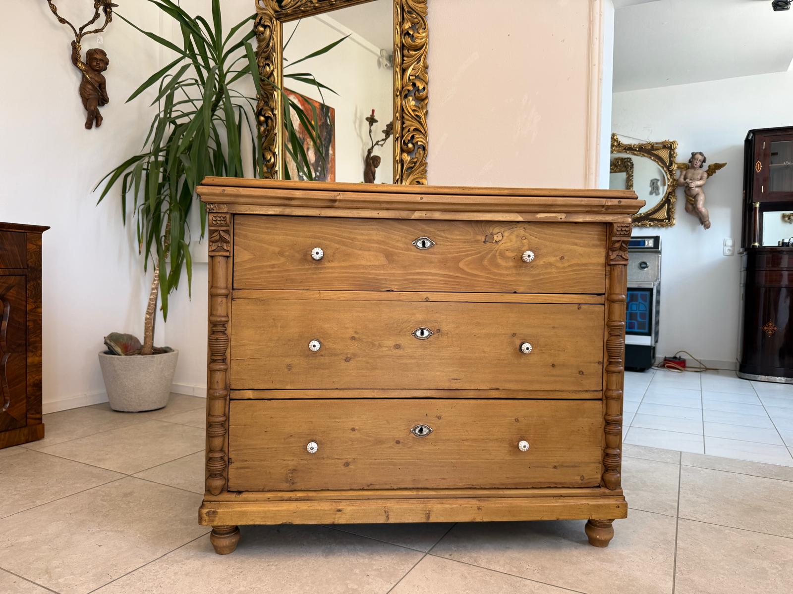 Biedermeier Kommode 3 Ladenkommode Antik Restauriert D2486