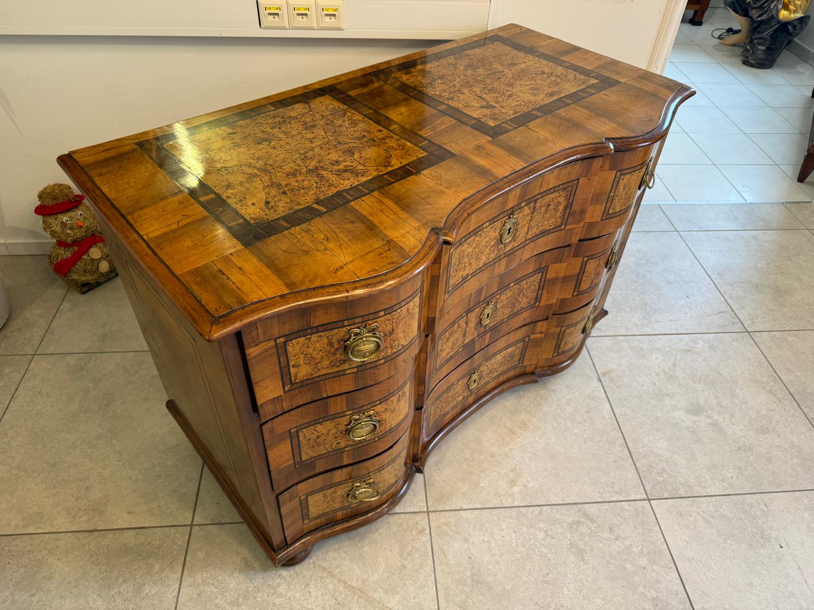 Authentische Barock Kommode Obstholz Marketerien Antiquität Nussholz  G2375