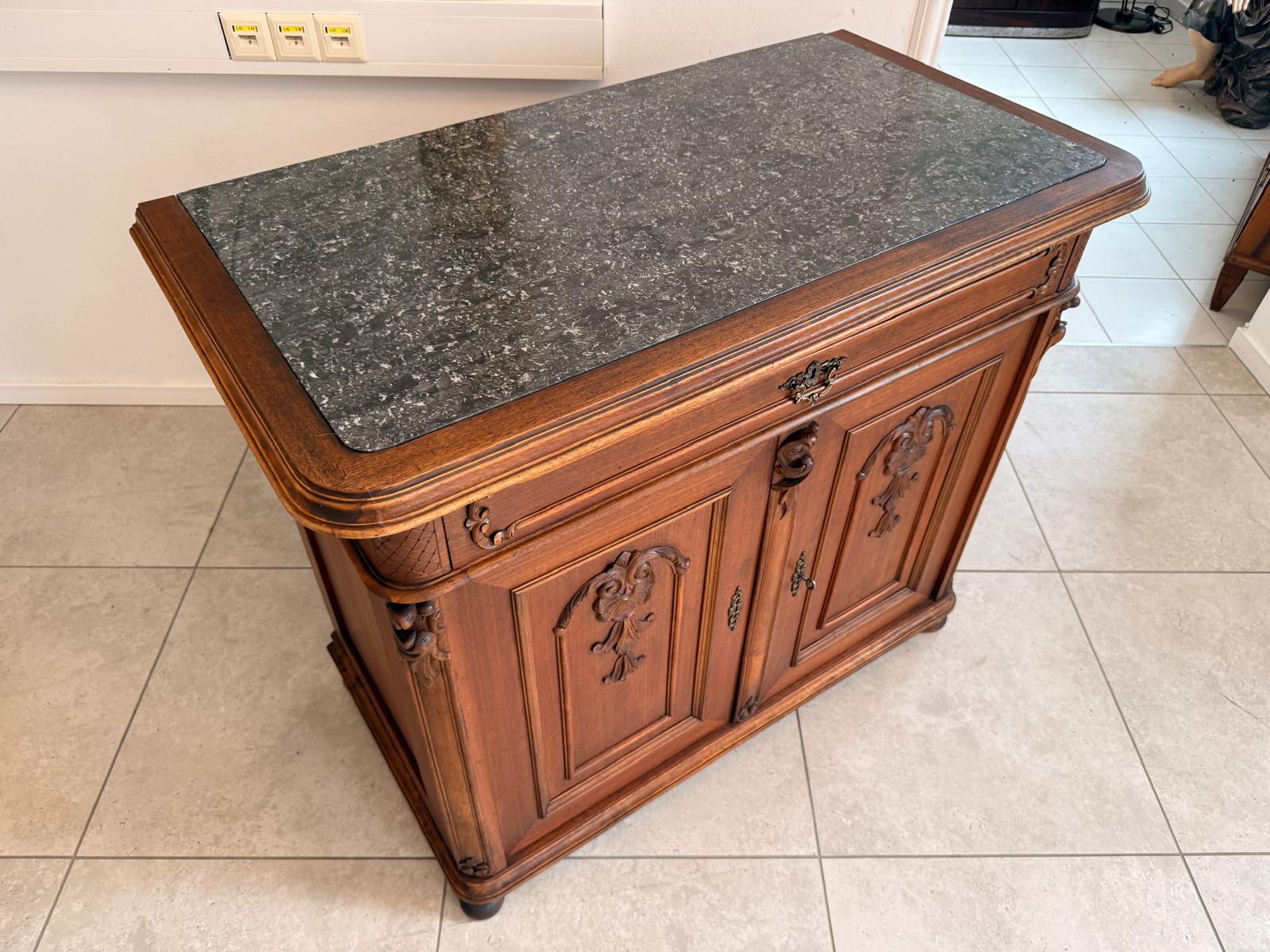 Pfeiferlbarock Anrichte Sideboard Eichenholz Granitplatte D2662
