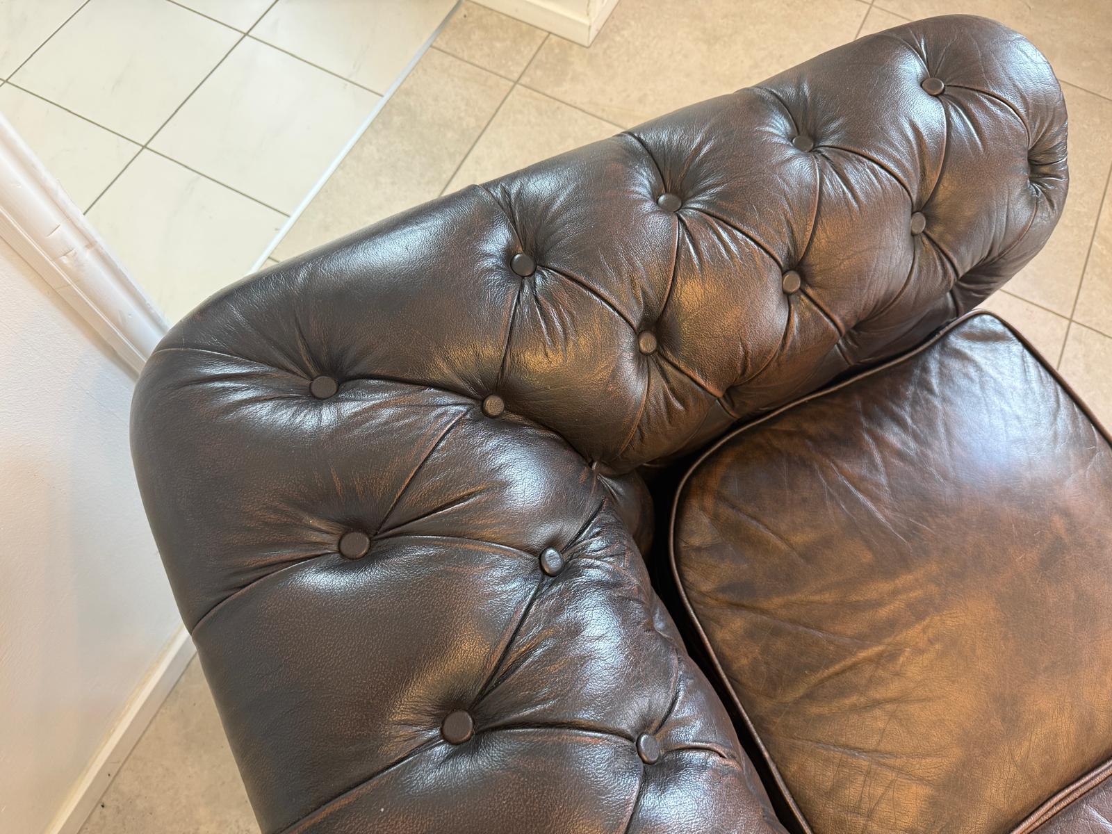 Chesterfield 3er Clubsofa Couch Zigarrenbraun D2756