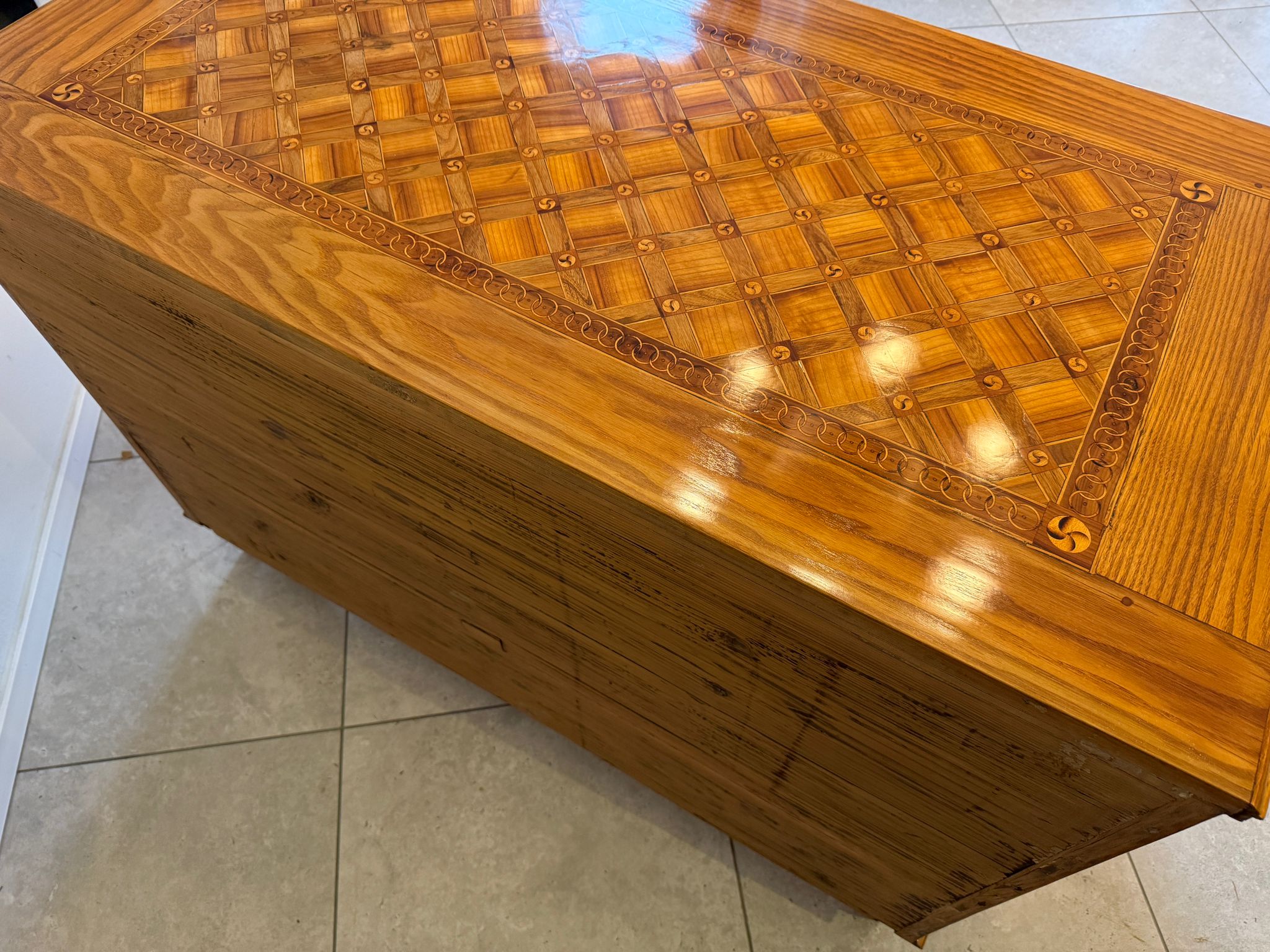 Restaurierte Marketierte Barock Ladenkommode Original Nussfurniert Antiquität D1045