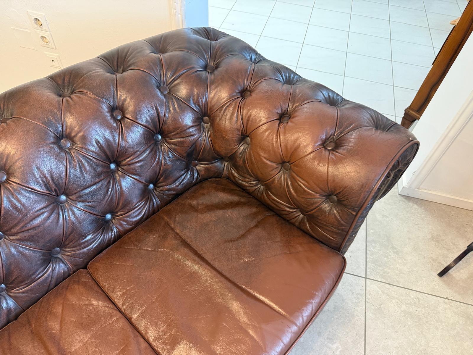 Chesterfield Ensemble 3 teilig Ledersofa Fauteuils Clubmöbel Cultmöbel D2844